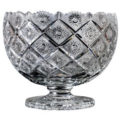 Large Hand-Cut Crystal Vase Centerpiece
