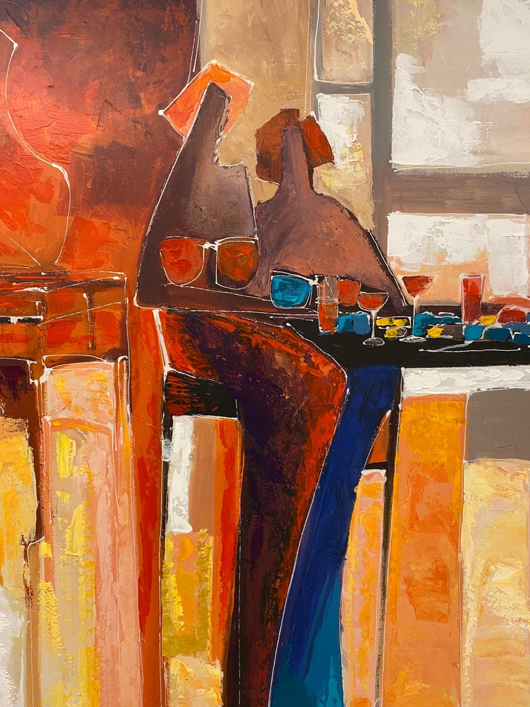 Large Hand Embellished Giclee on Canvas by Fabrice, Signed Titled "Conversation" For Sale at 1stDibs