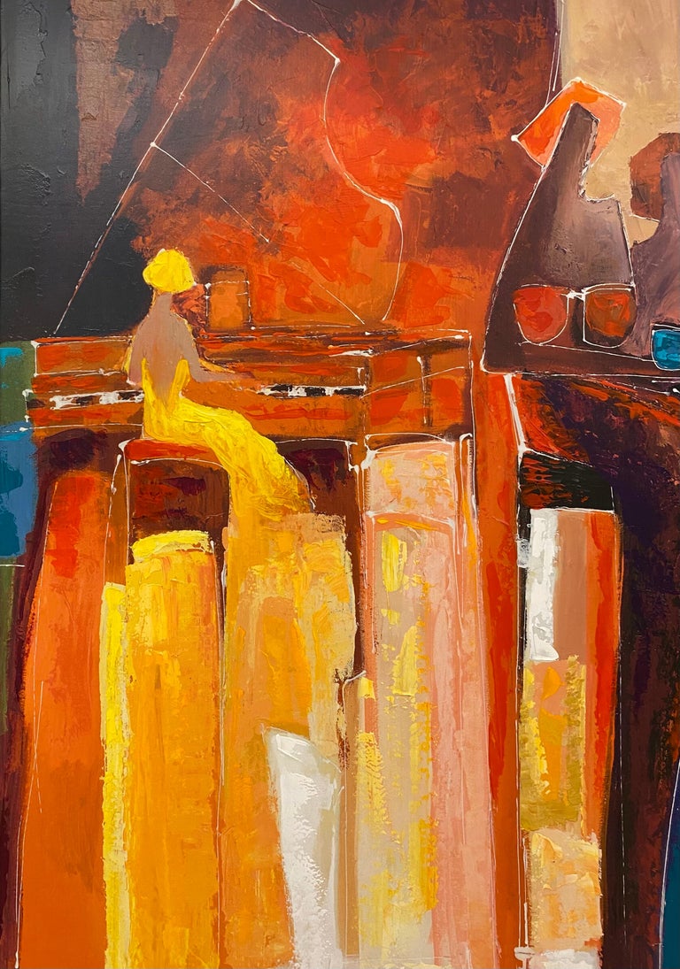 Large Hand Embellished Giclee on Canvas by Fabrice, Signed Titled "Conversation" For Sale at 1stDibs