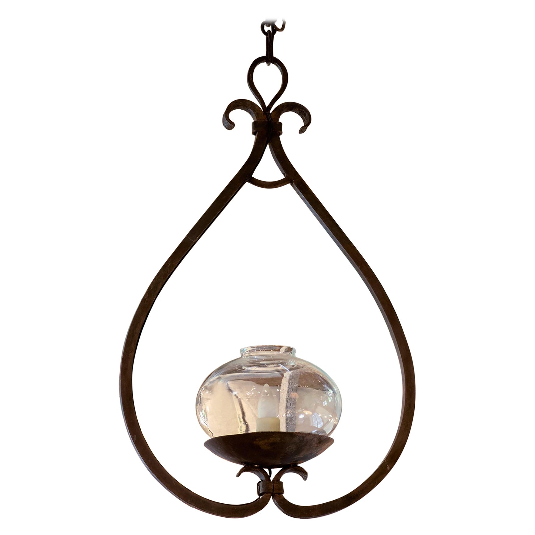 Large Hand Forged Hall Lantern For Sale