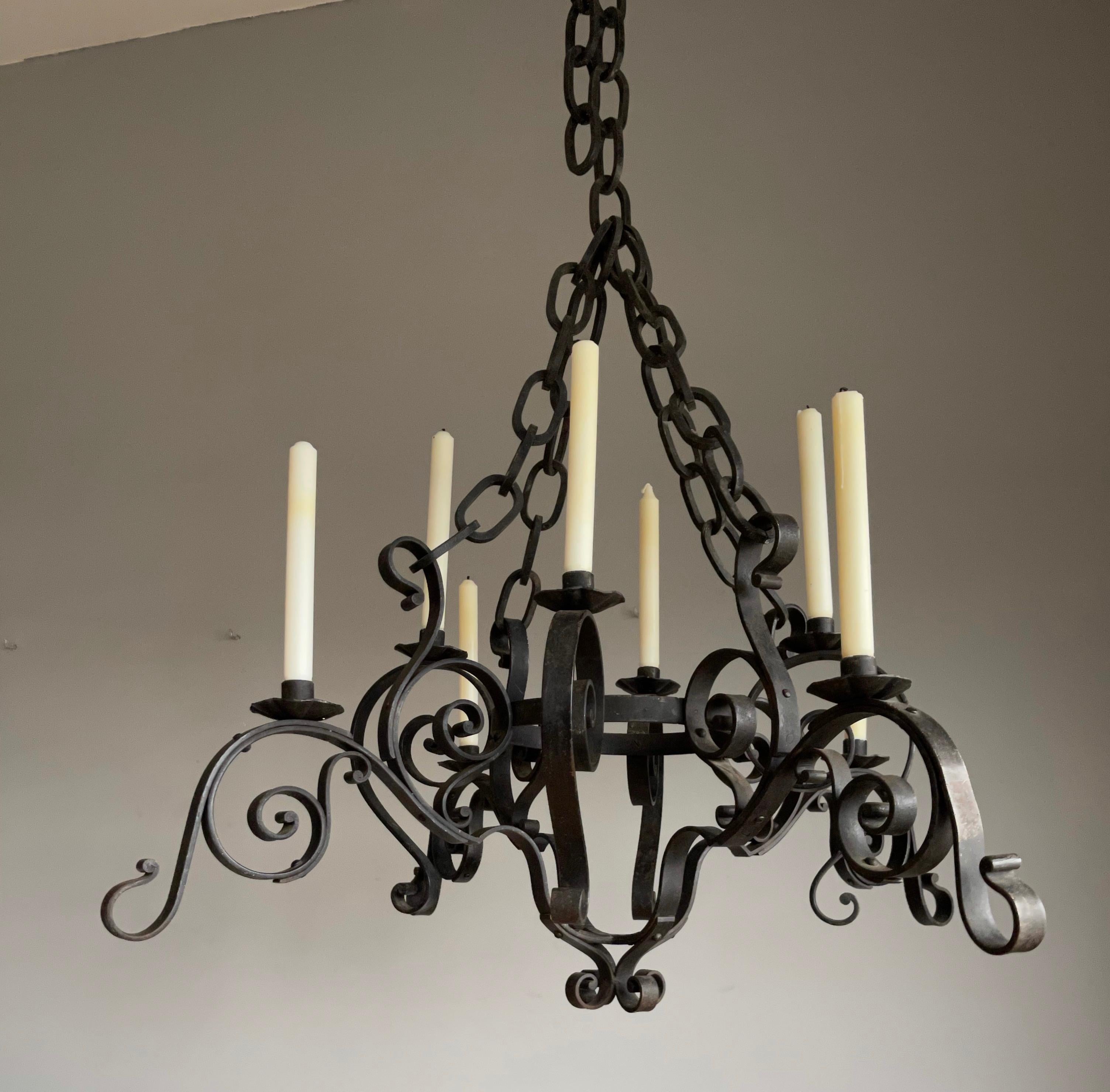 Large Hand Forged Wrought Iron Candle Chandelier for Dining Room, Restaurant Etc For Sale 1