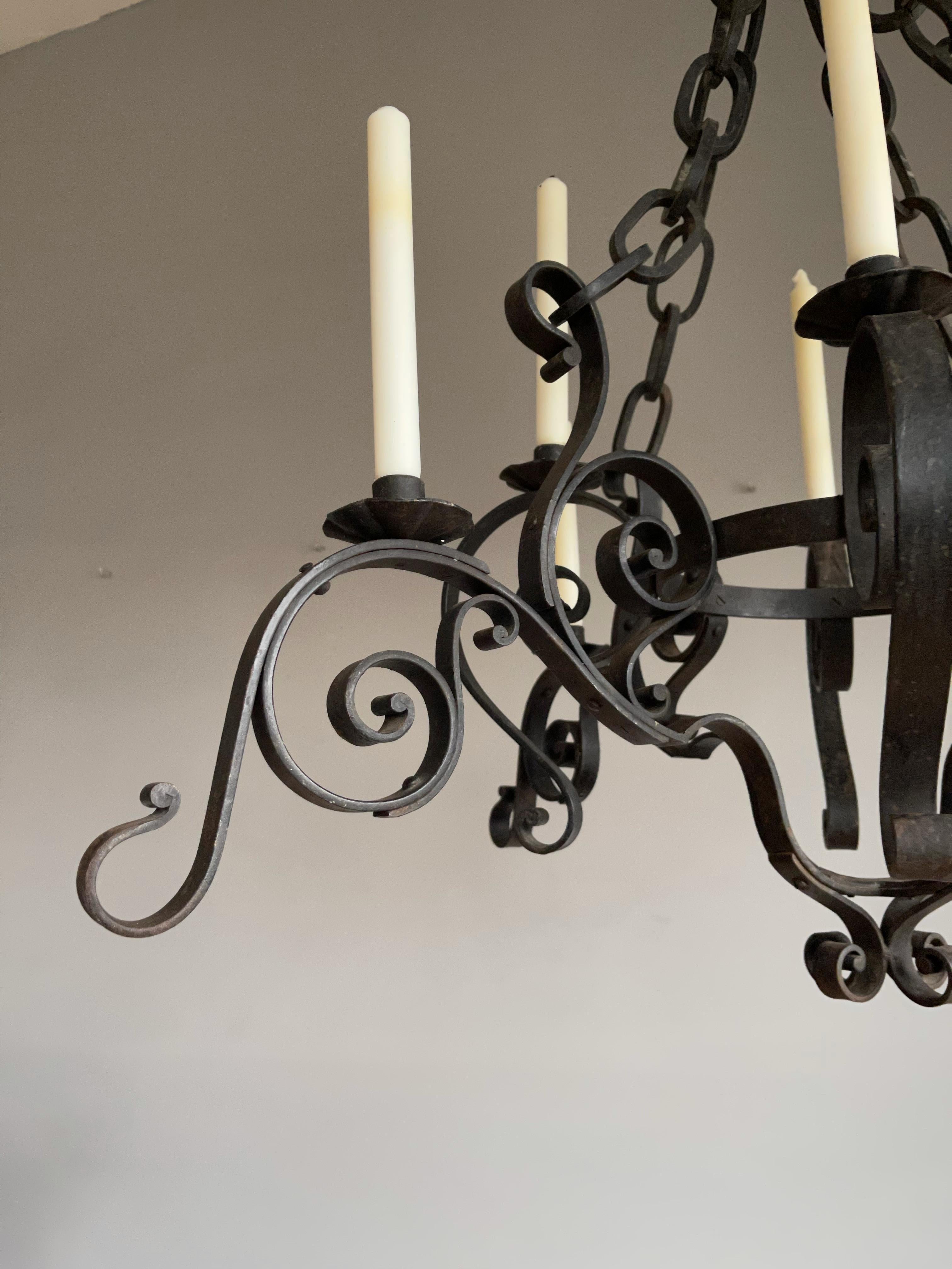 Large Hand Forged Wrought Iron Candle Chandelier for Dining Room, Restaurant Etc For Sale 2