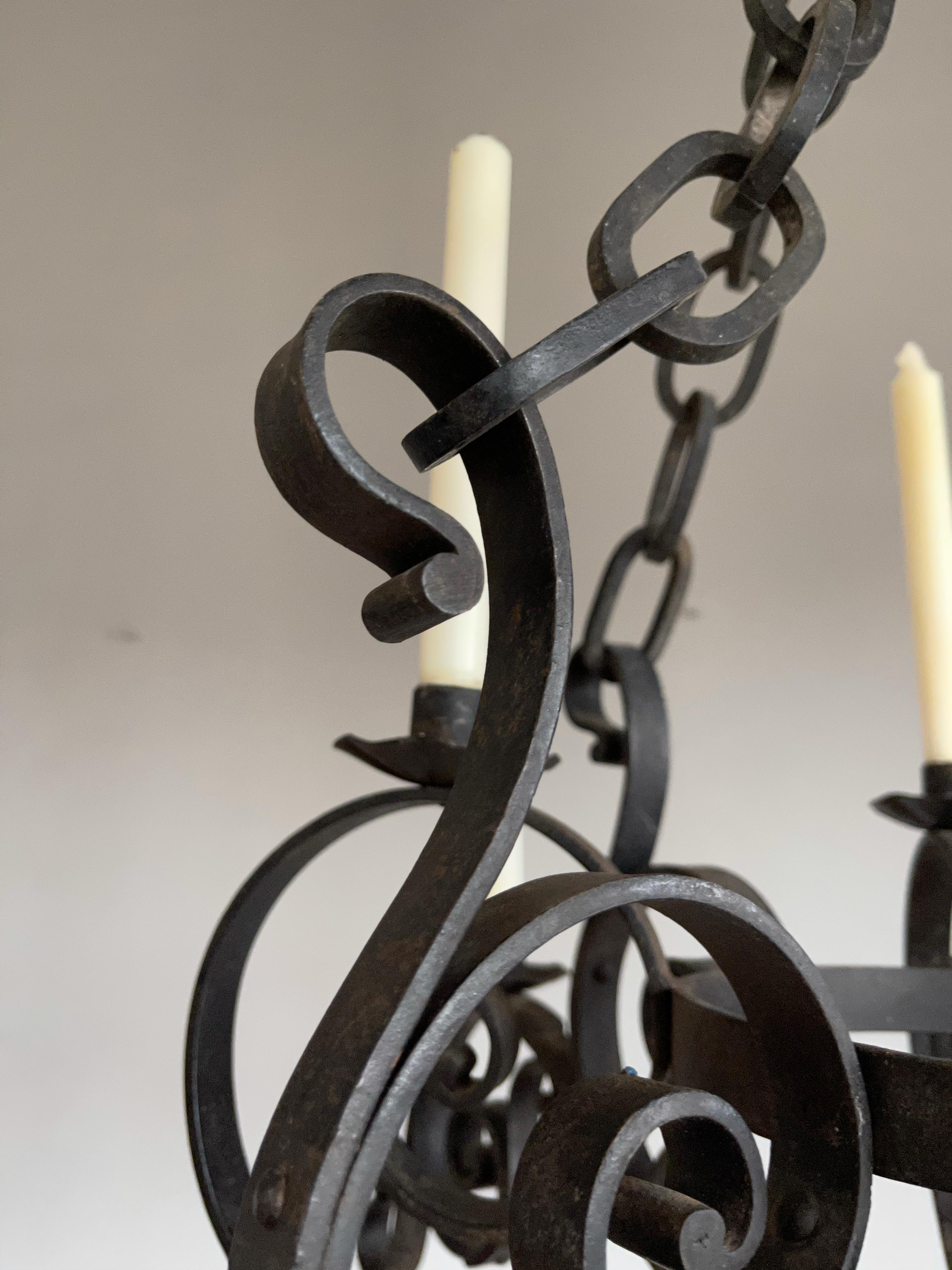 Large Hand Forged Wrought Iron Candle Chandelier for Dining Room, Restaurant Etc For Sale 6