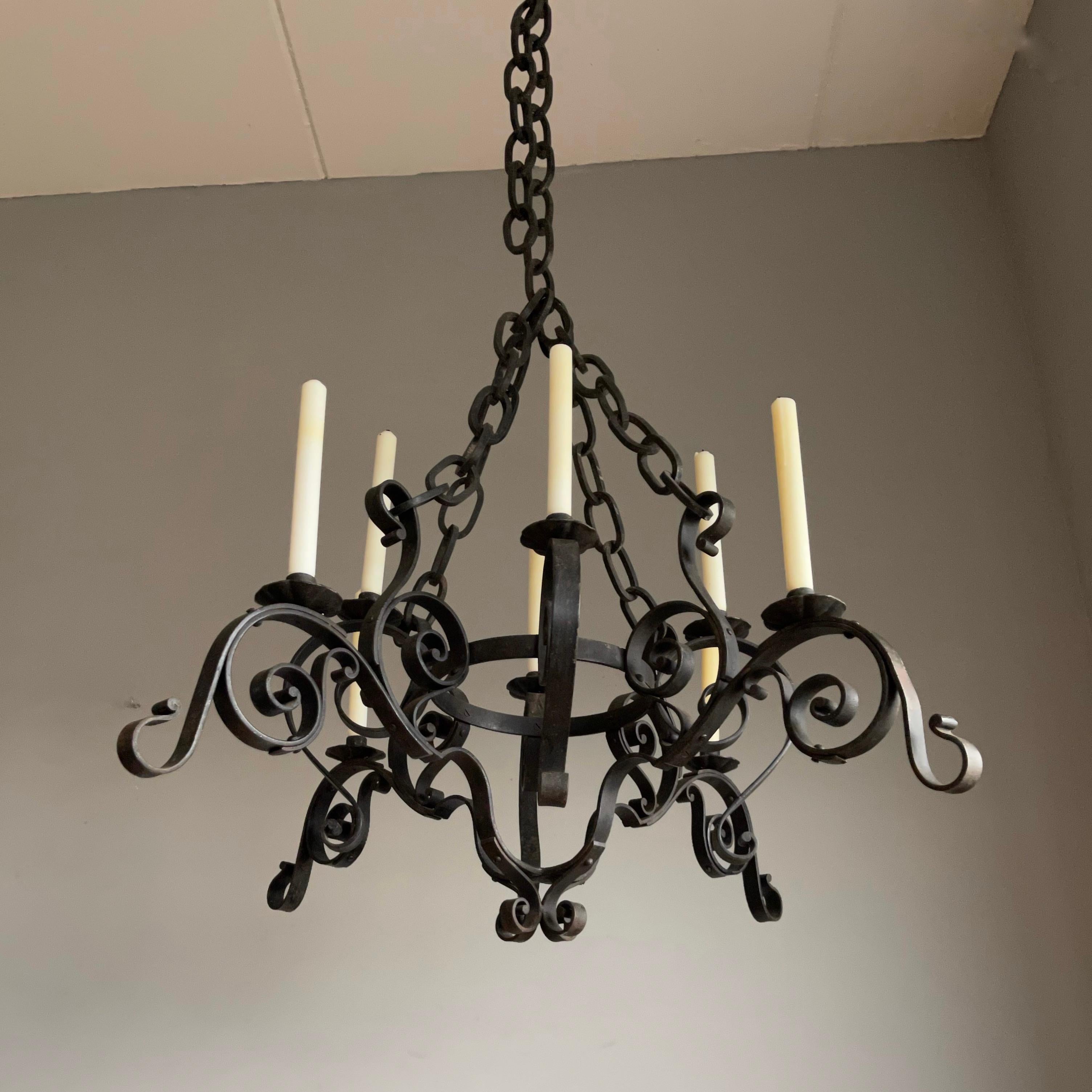 Large Hand Forged Wrought Iron Candle Chandelier for Dining Room, Restaurant Etc For Sale 7