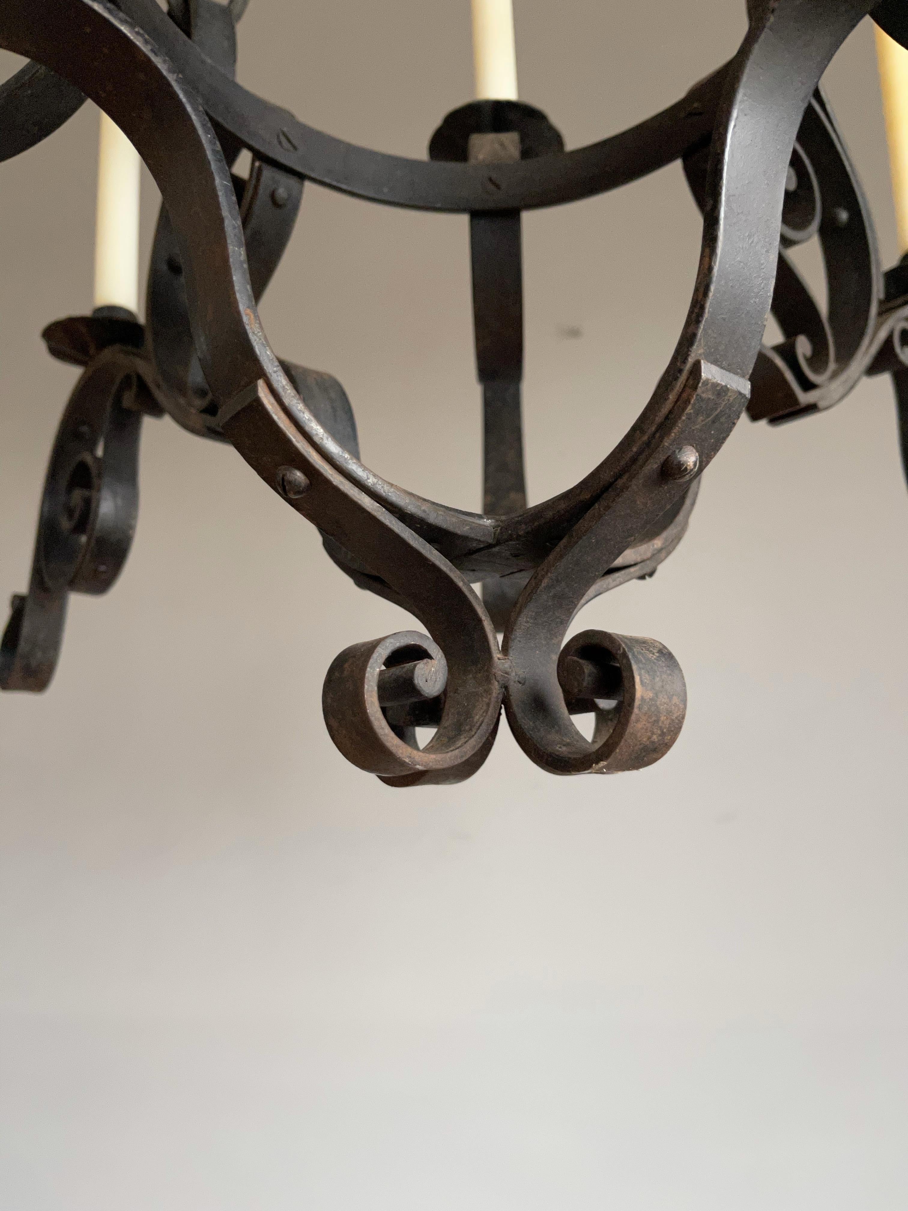 Large Hand Forged Wrought Iron Candle Chandelier for Dining Room, Restaurant Etc For Sale 8