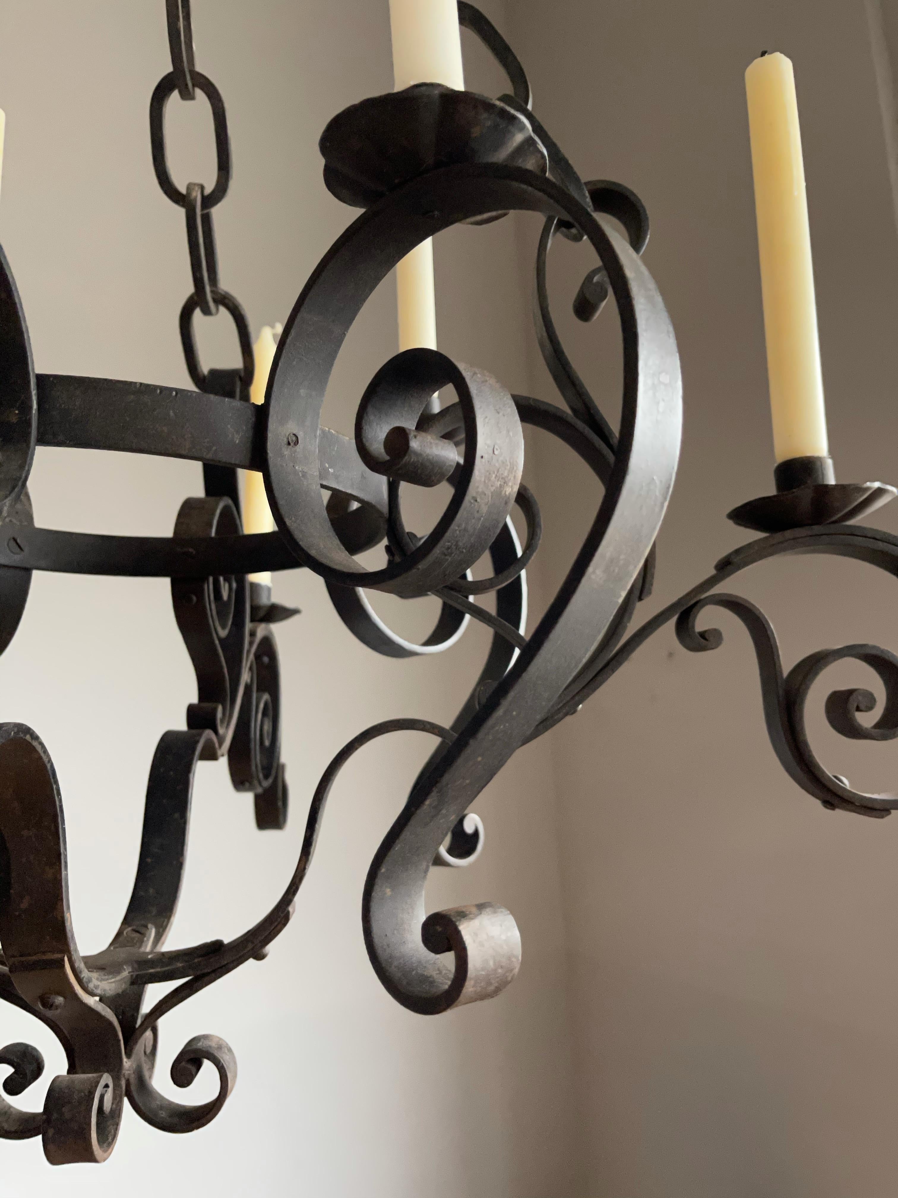 Large Hand Forged Wrought Iron Candle Chandelier for Dining Room, Restaurant Etc For Sale 9