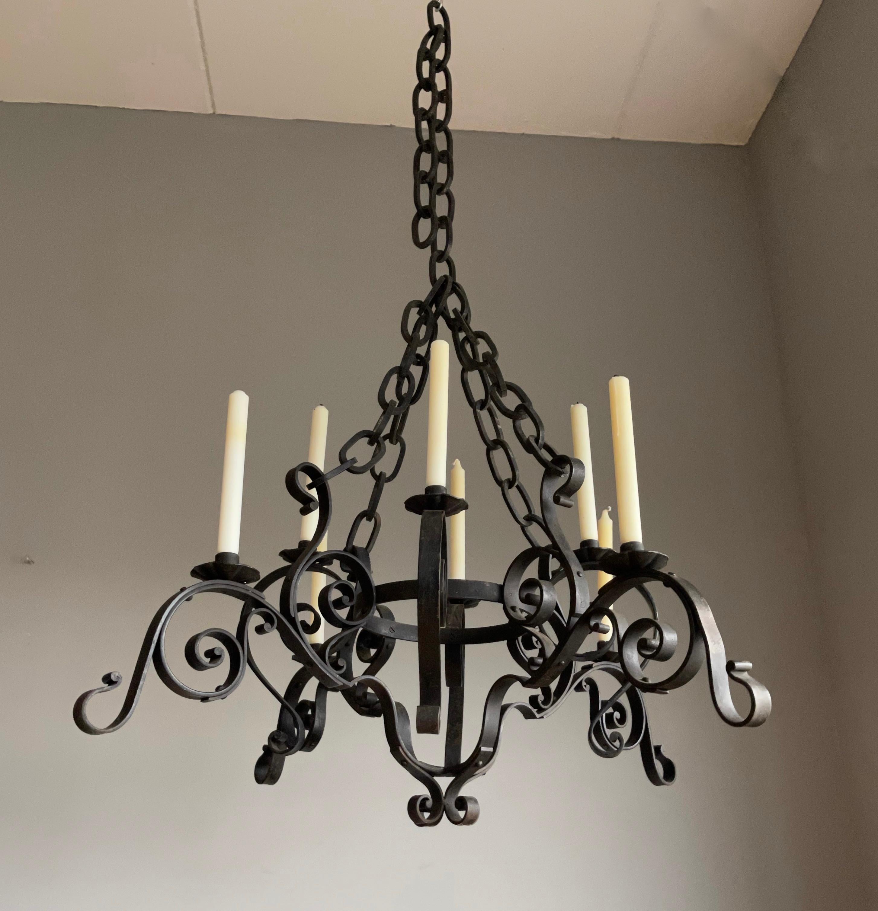 Large Hand Forged Wrought Iron Candle Chandelier for Dining Room, Restaurant Etc For Sale 10