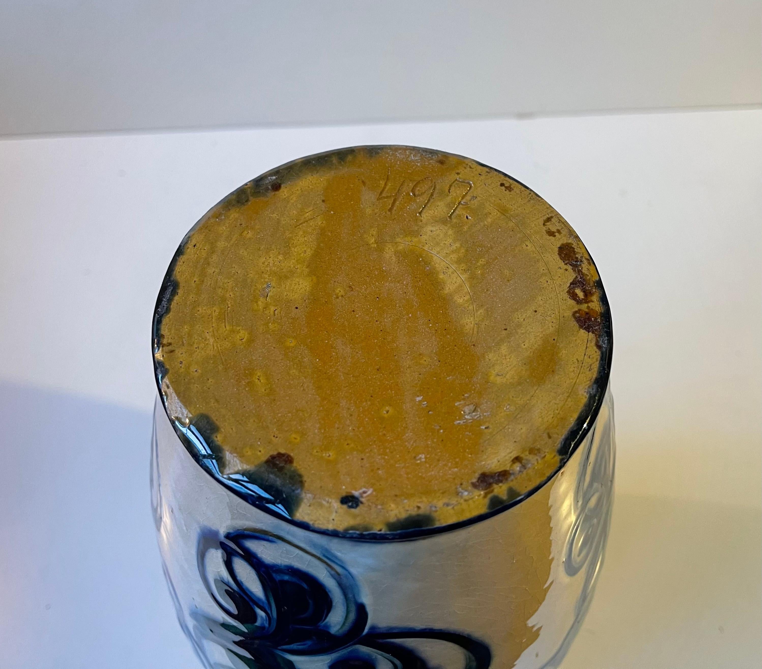 Grande vaso danese Art Nouveau smaltato a mano di Danico, anni '20 in vendita 3