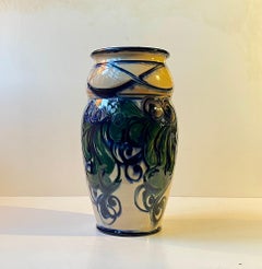 Large Hand-Glazed Danish Art Nouveau Vase by Danico, 1920s