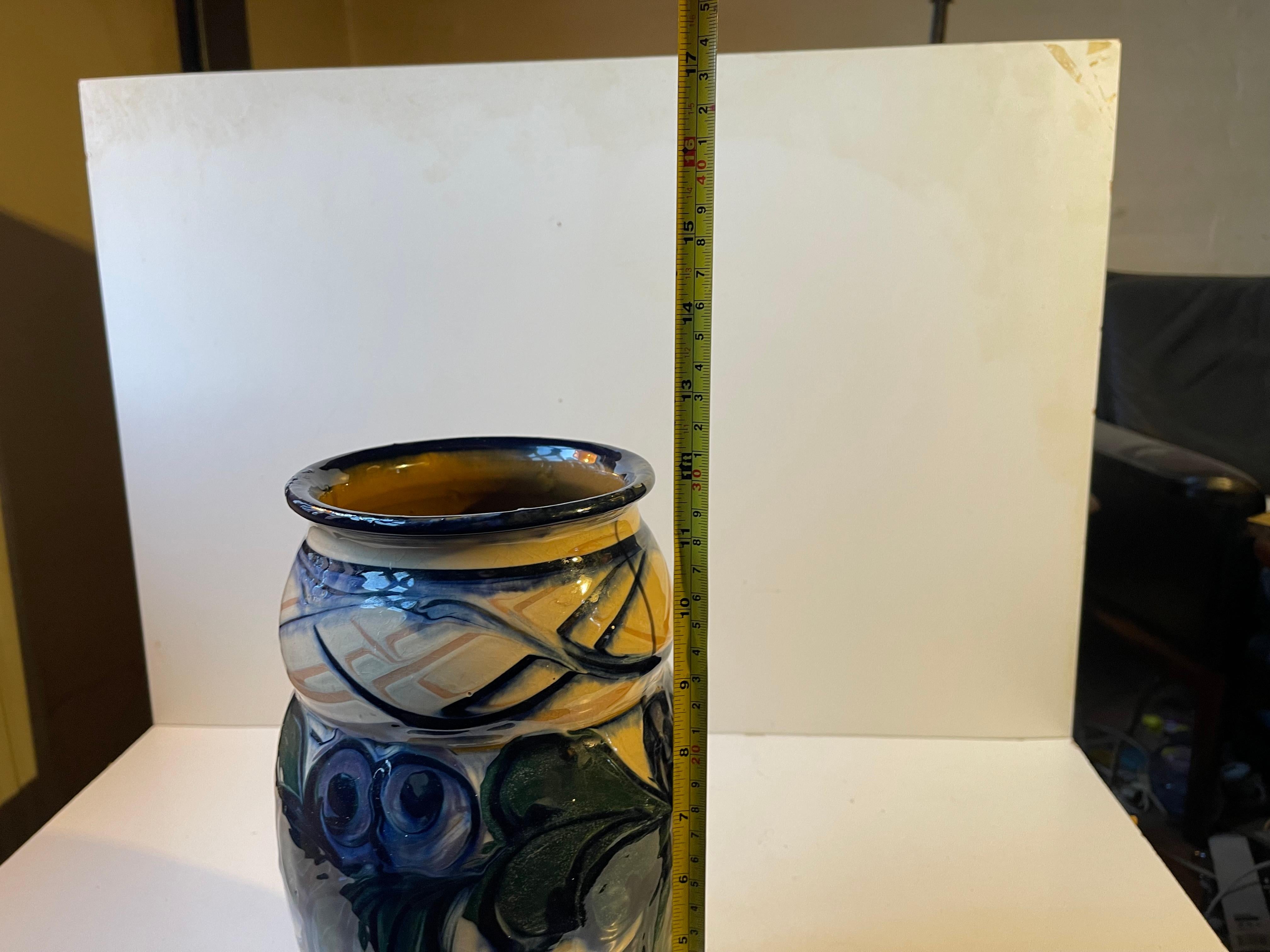 Grande vaso danese Art Nouveau smaltato a mano di Danico, anni '20 in vendita 1