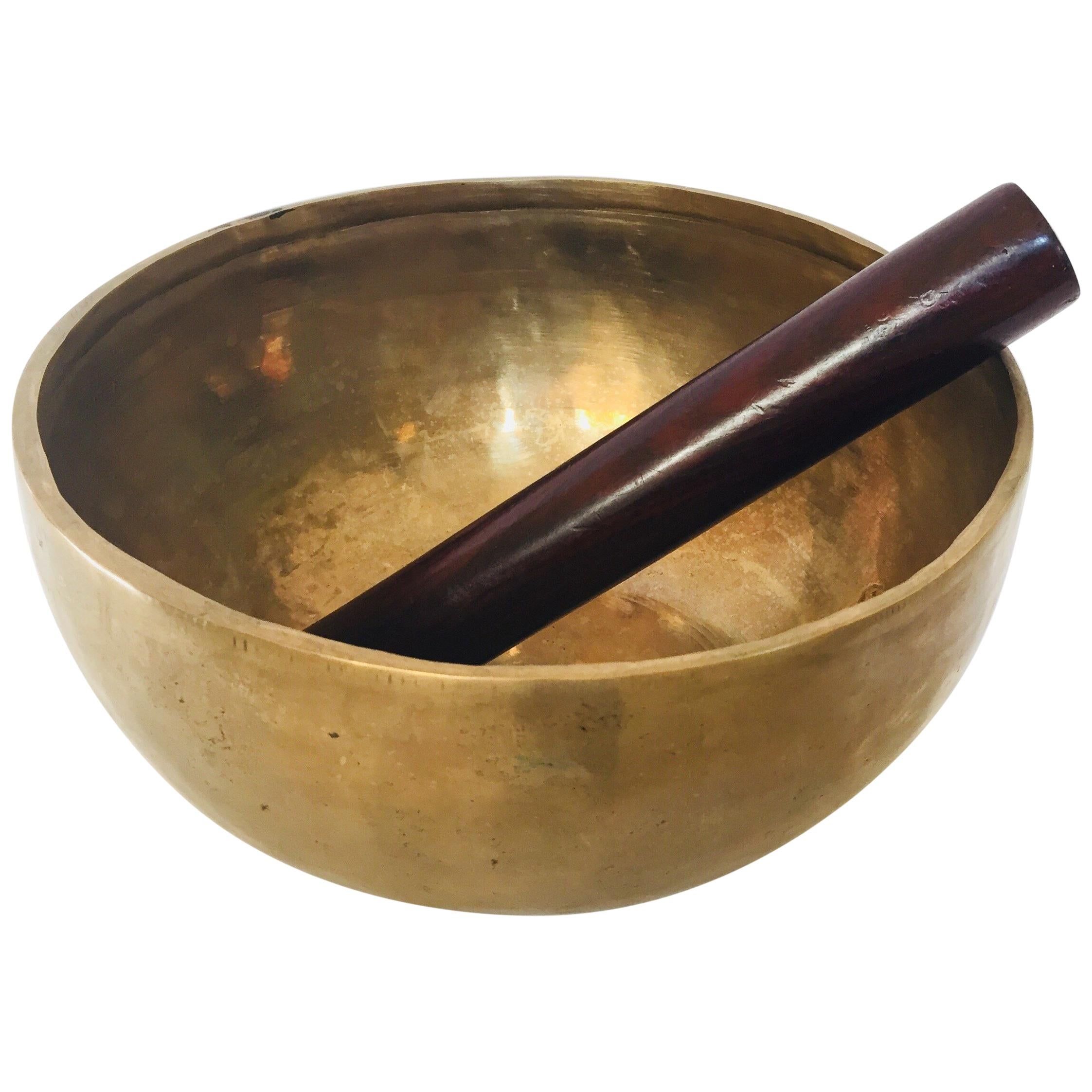 Large Hand-Hammered Brass Singing Bowl