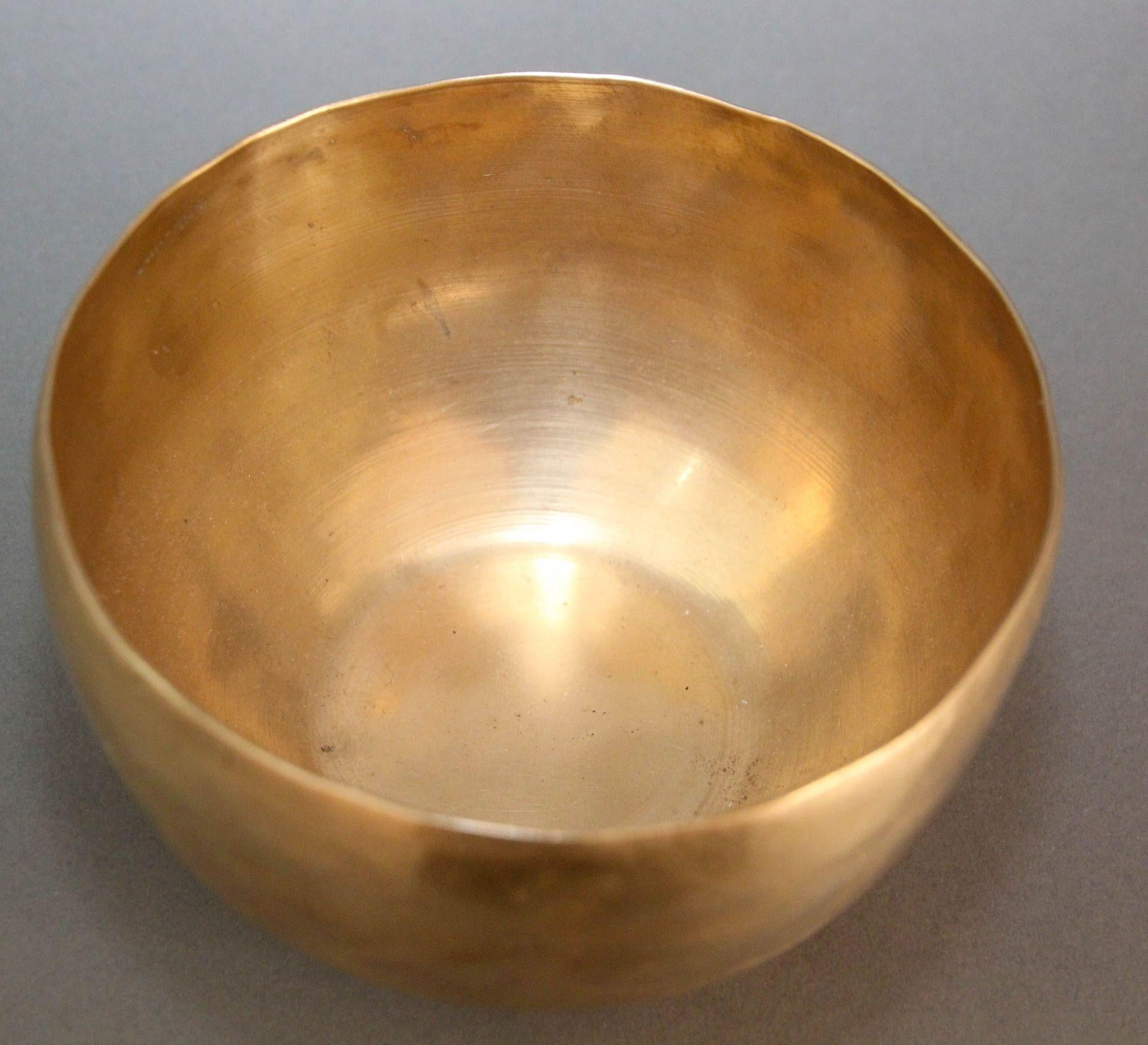 Hand-Crafted Large Hand-Hammered Brass Singing Bowl Nepal 1950s For Sale