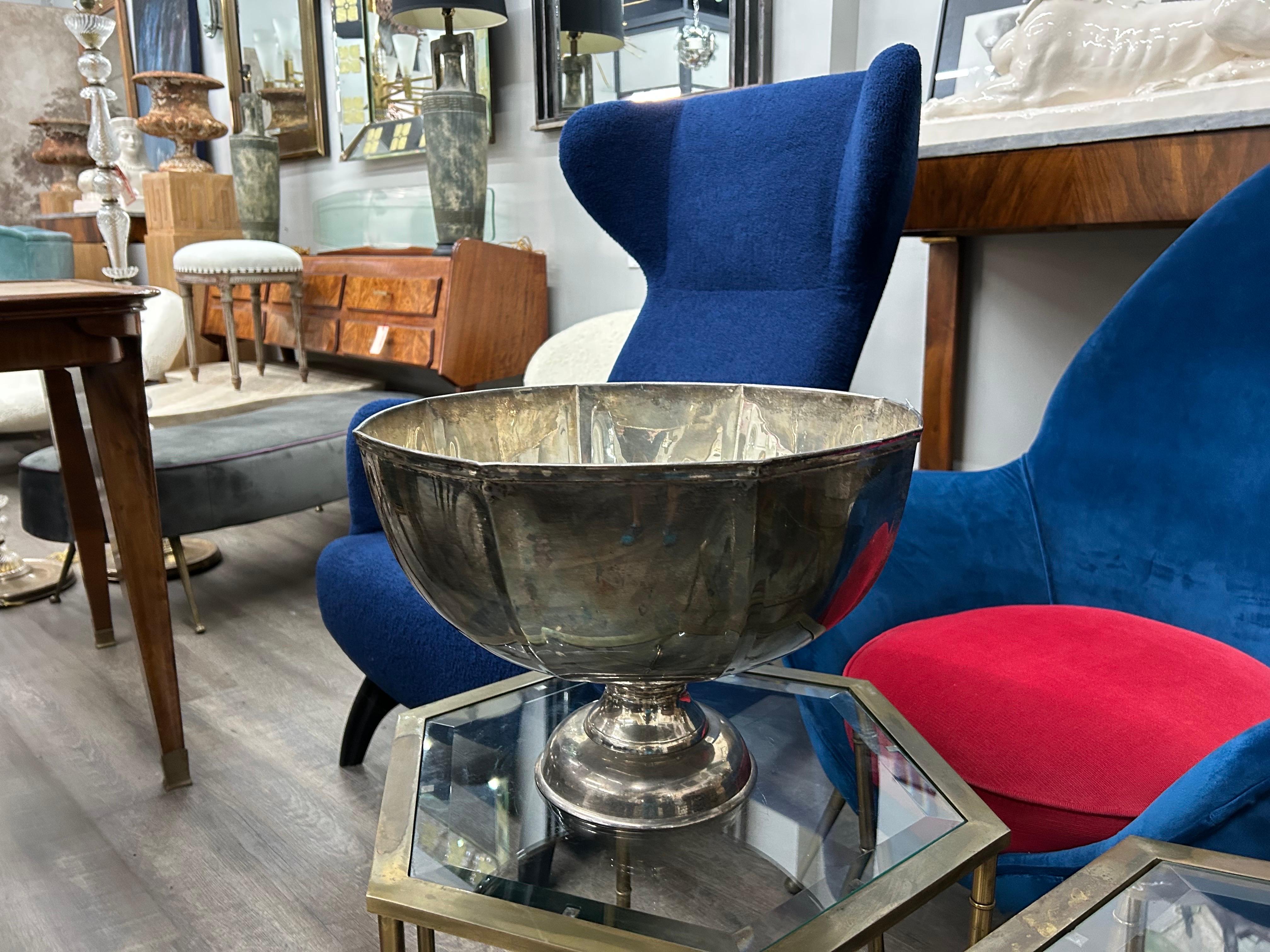 Large Hand Hammered Buccellati Style Silver Plated Bowl 2