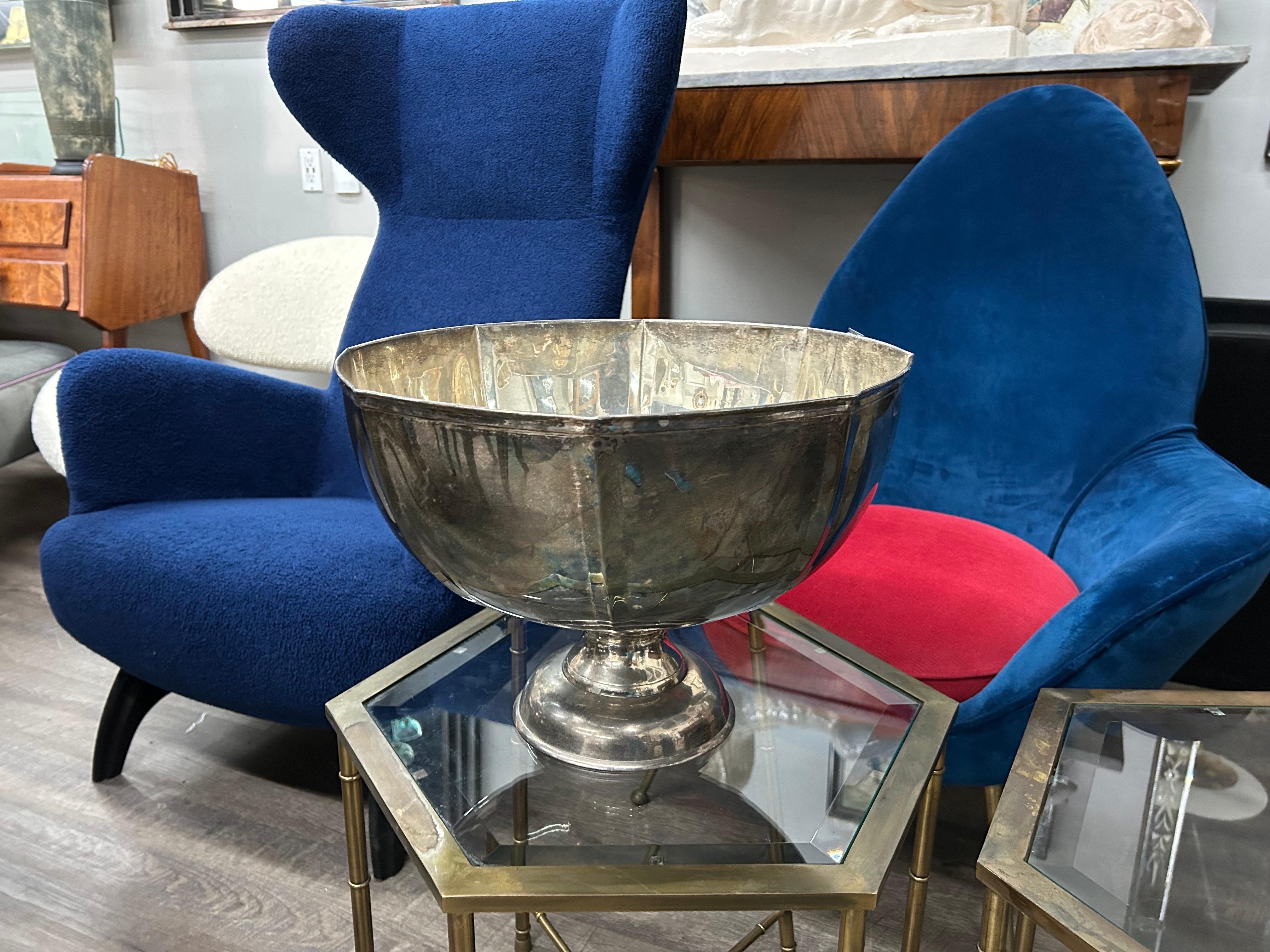 Large Hand Hammered Buccellati Style Silver Plated Bowl 3