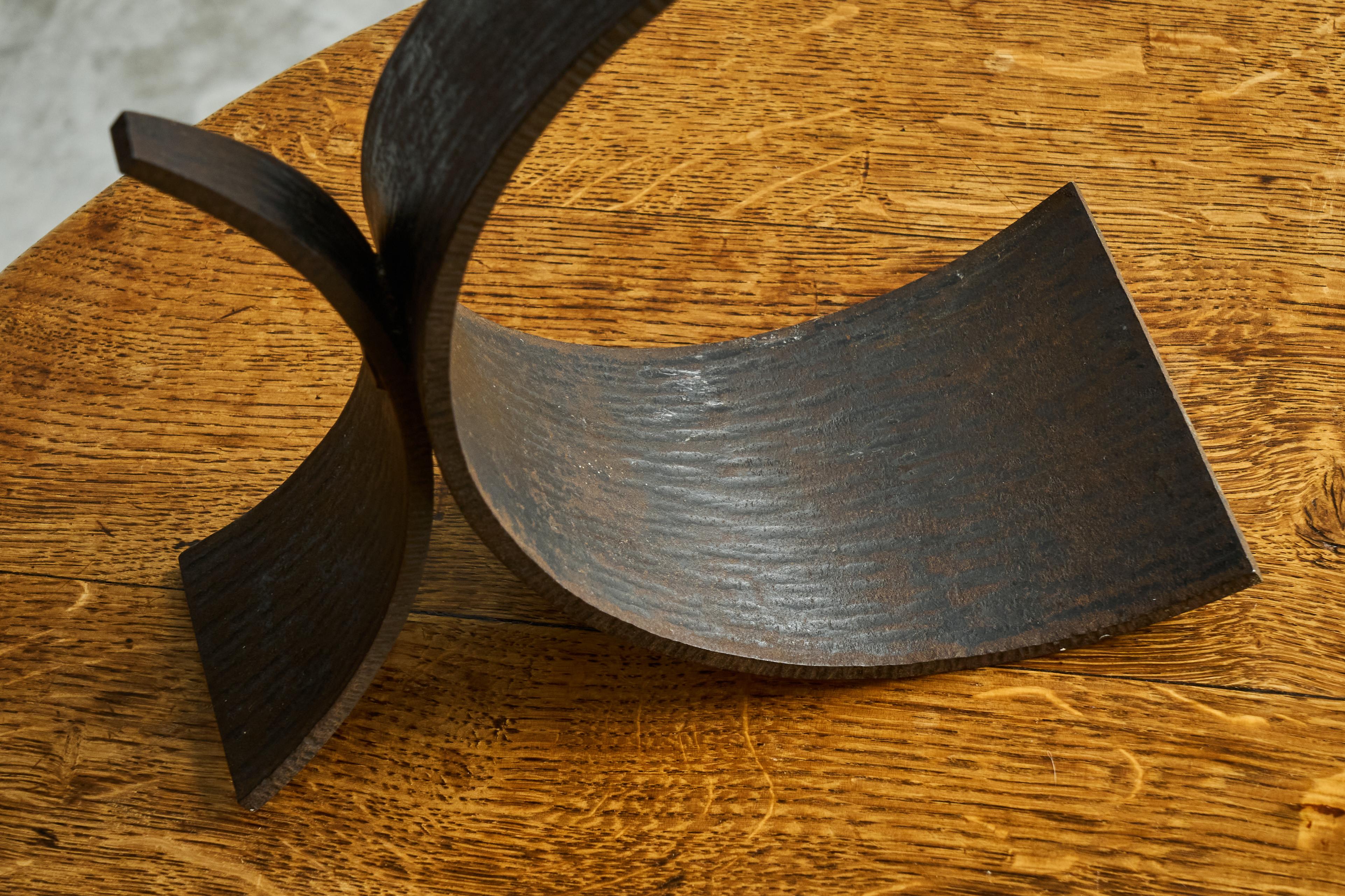 Large Hand Hammered Candle Holder in Wrought Iron Early 20th Century For Sale 1
