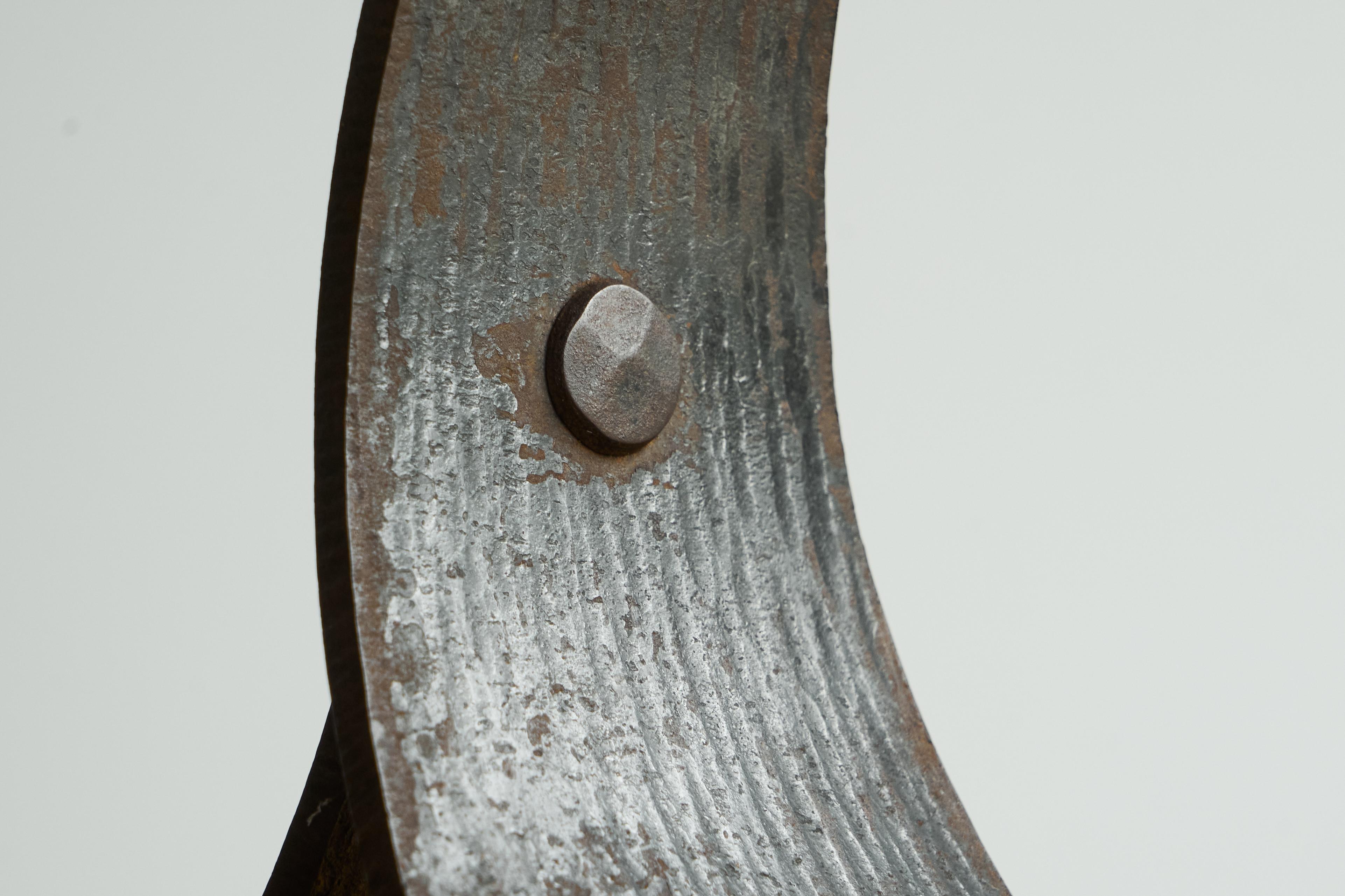 Large Hand Hammered Candle Holder in Wrought Iron Early 20th Century For Sale 2