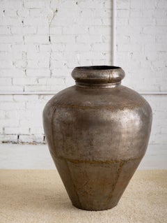 Large Hand Hammered Metal Urn