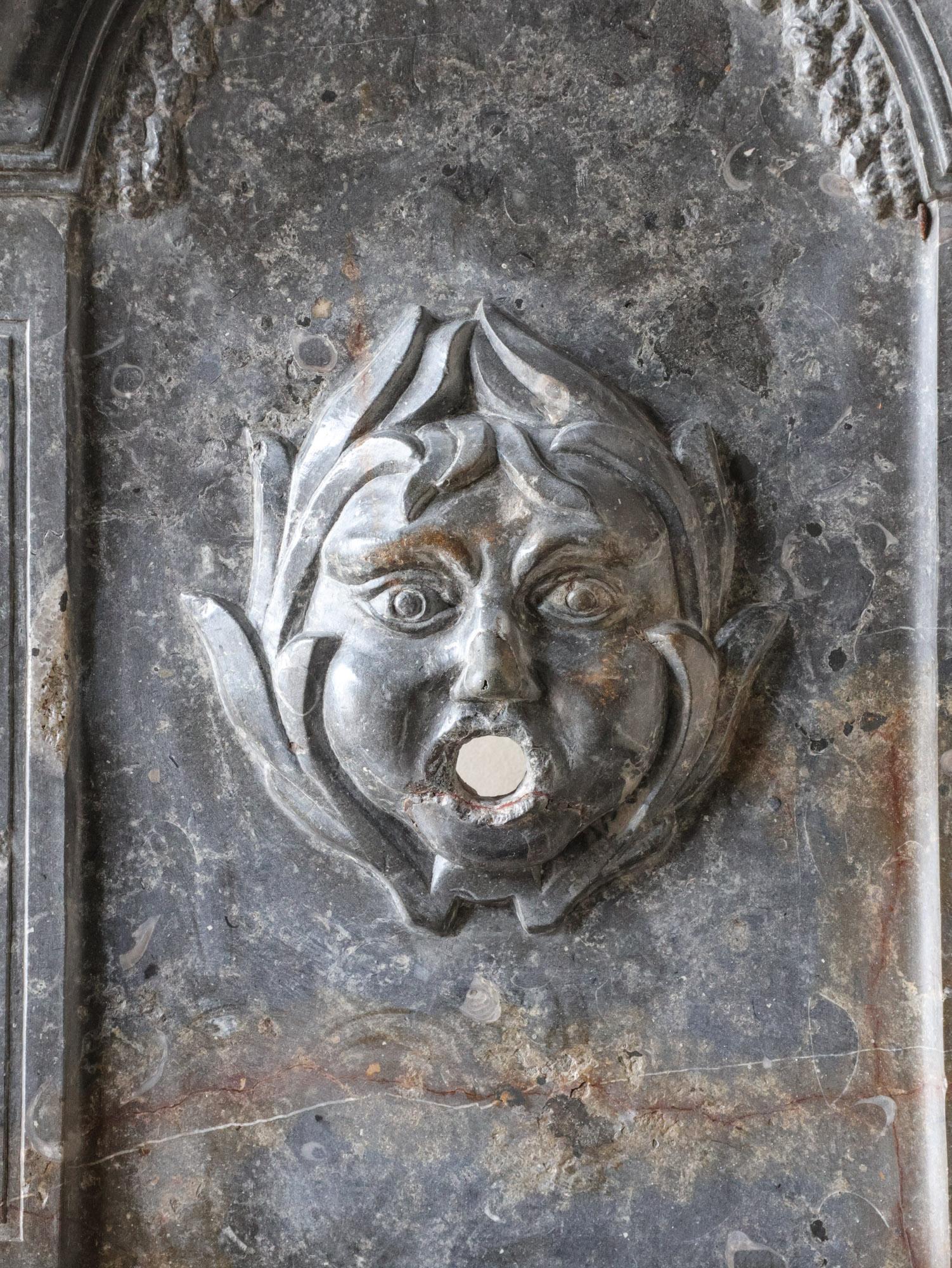 Large Hand-hewn St. Cyr Marble Wall Fountain from the 18th Century For Sale 10
