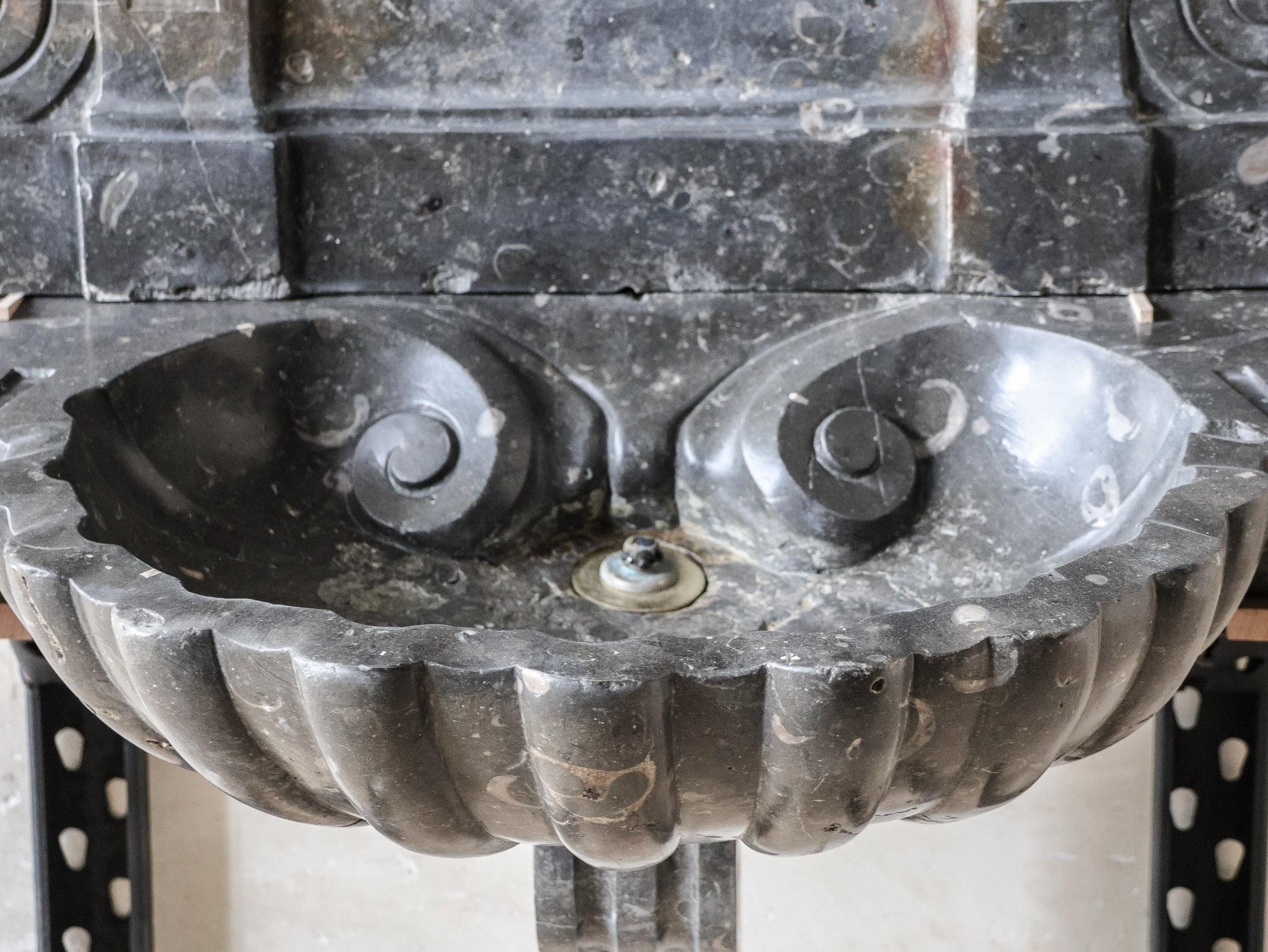 Large Hand-hewn St. Cyr Marble Wall Fountain from the 18th Century For Sale 11