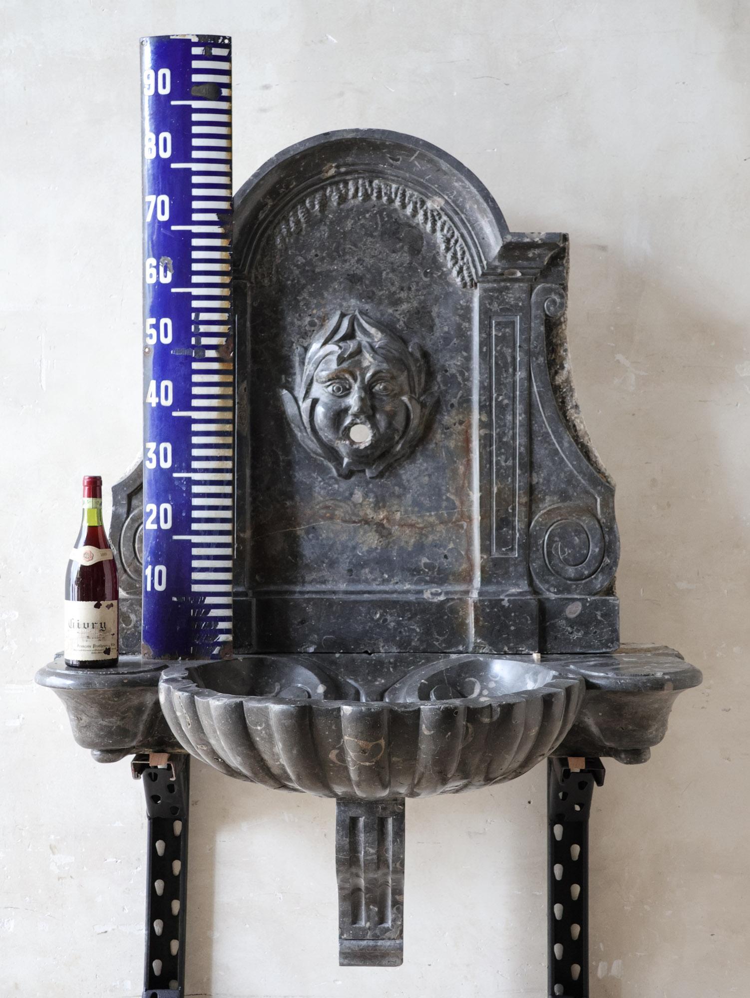 Large Hand-hewn St. Cyr Marble Wall Fountain from the 18th Century For Sale 13