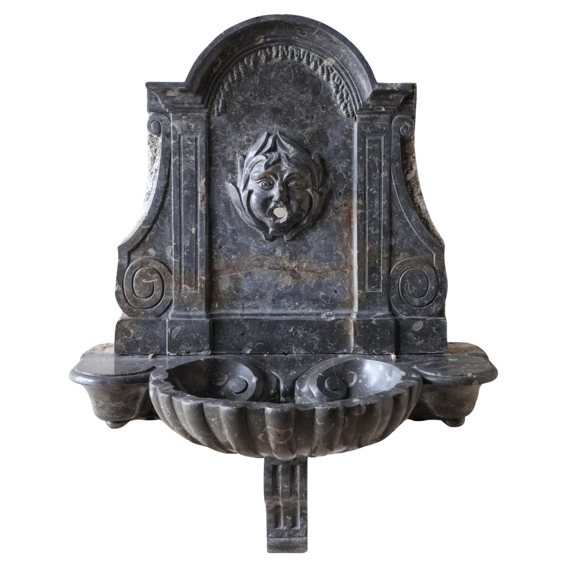 Large Hand-hewn St. Cyr Marble Wall Fountain from the 18th Century