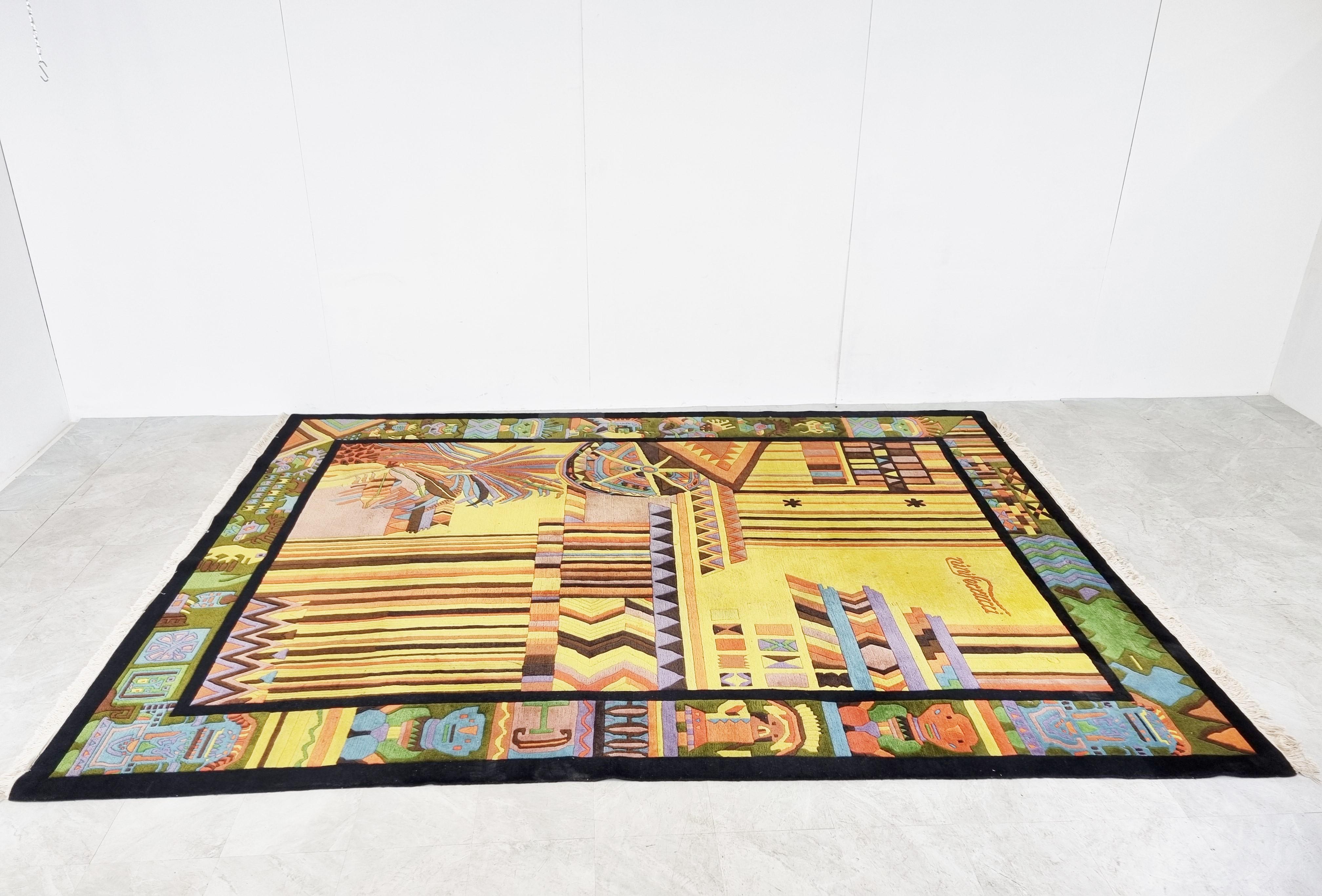 Late 20th Century Large Hand Knotte Carpet by Nini Ferrucci, 1990s