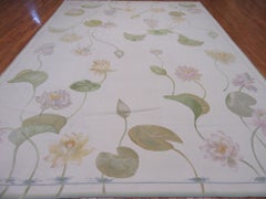 Large Hand Knotted Aubusson Weave Wool Area Rug