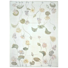 Large Hand Knotted Aubusson Weave Wool Area Rug