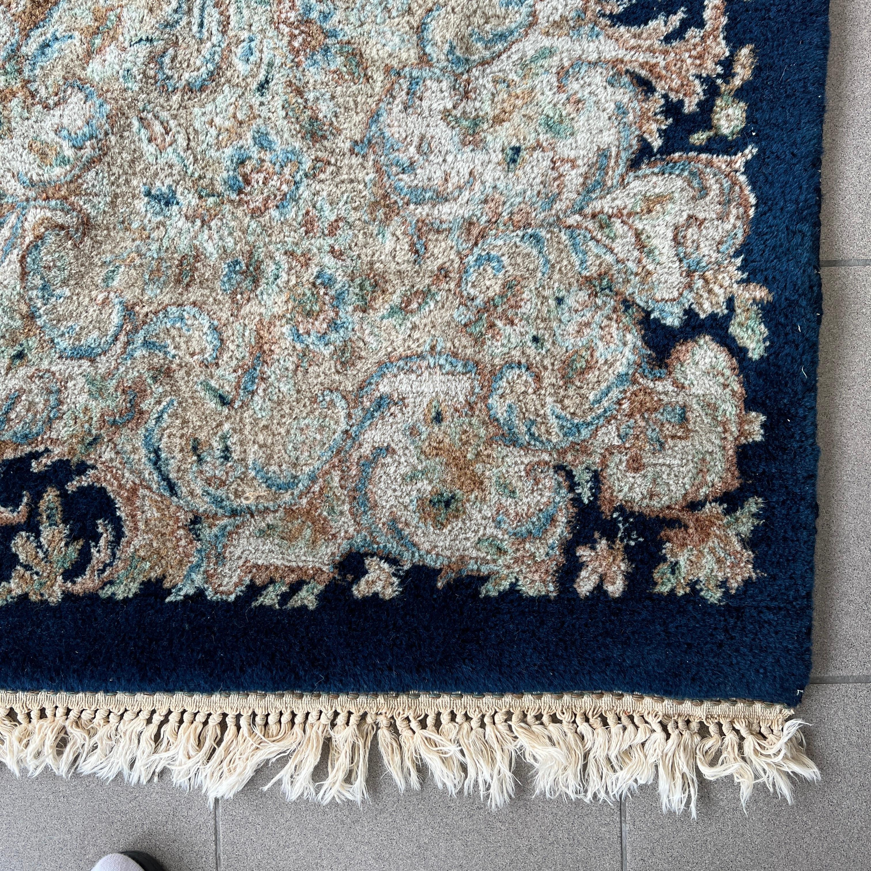 Mid-Century Modern Large Hand-Knotted Persian Kirman Wool Rug For Sale