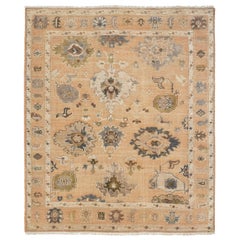 Large Hand Knotted Rug Contemporary in Style of Oushak Light Salmon