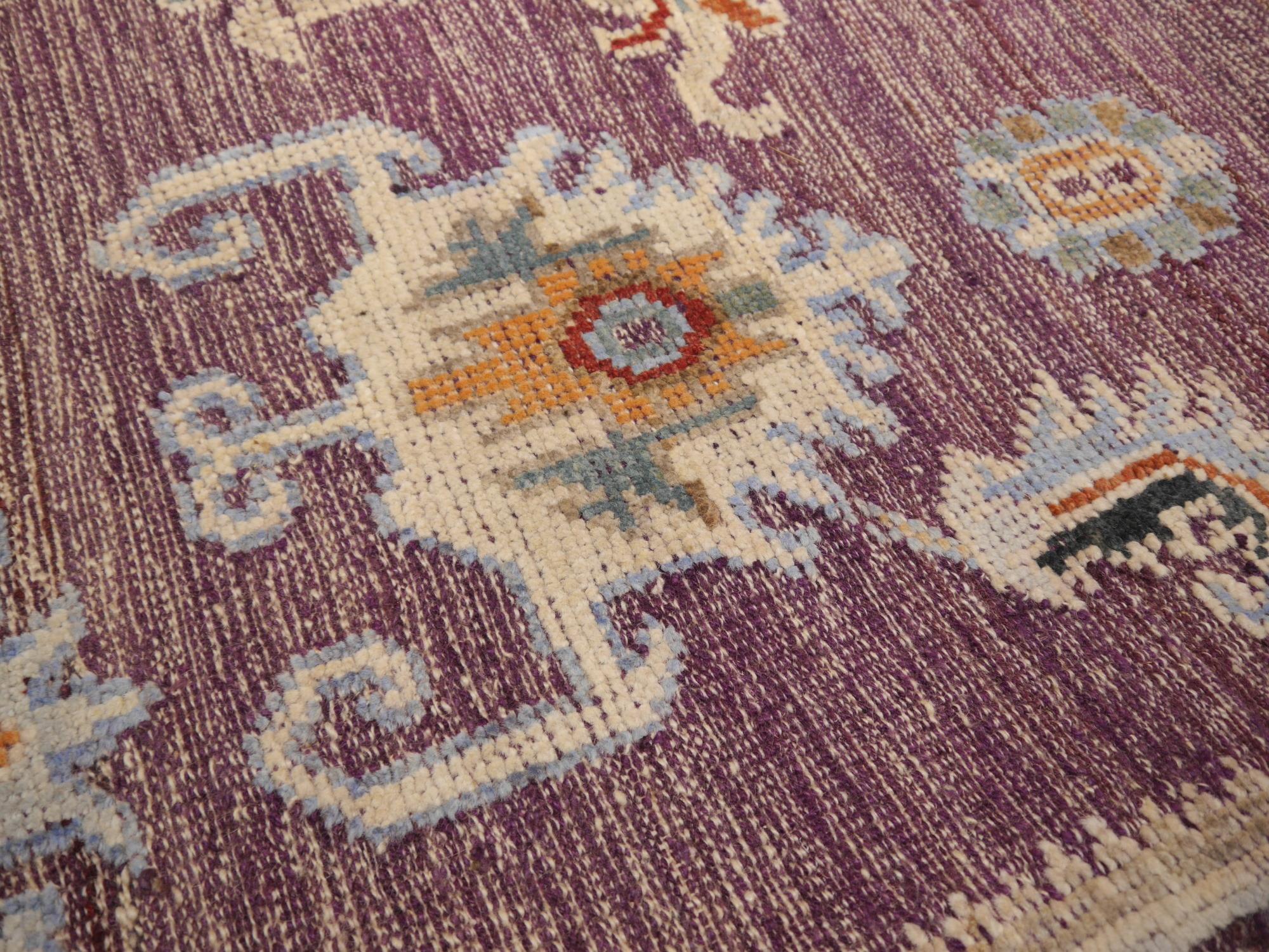 Large Hand Knotted Rug Contemporary in Style of Oushak Puple Blue Kilim 5