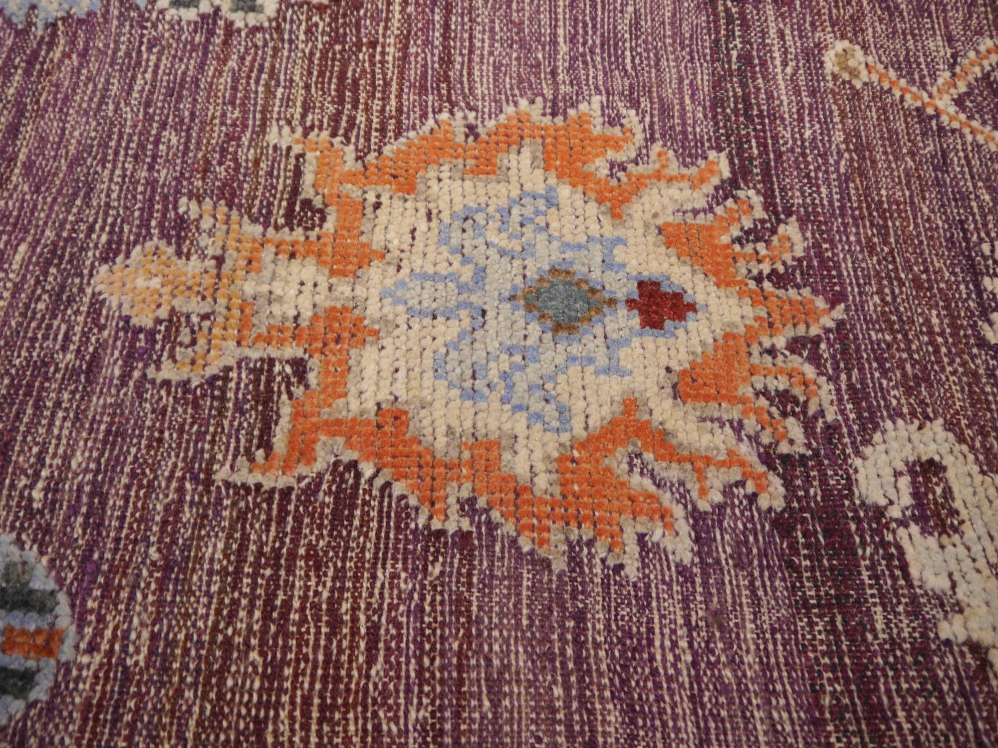 Large Hand Knotted Rug Contemporary in Style of Oushak Puple Blue Kilim 6