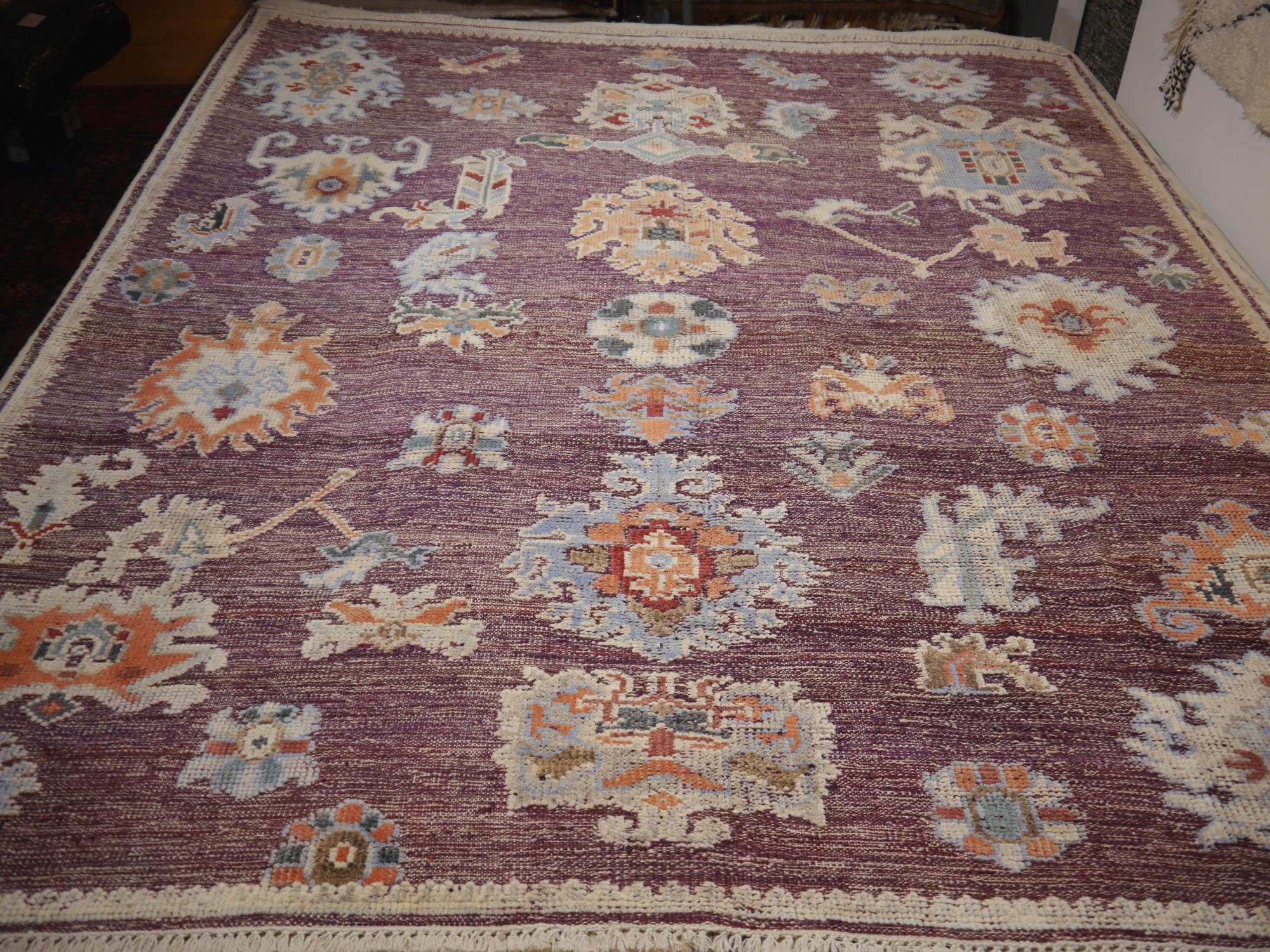 Large Hand Knotted Rug Contemporary in Style of Oushak Puple Blue Kilim In New Condition In Lohr, Bavaria, DE