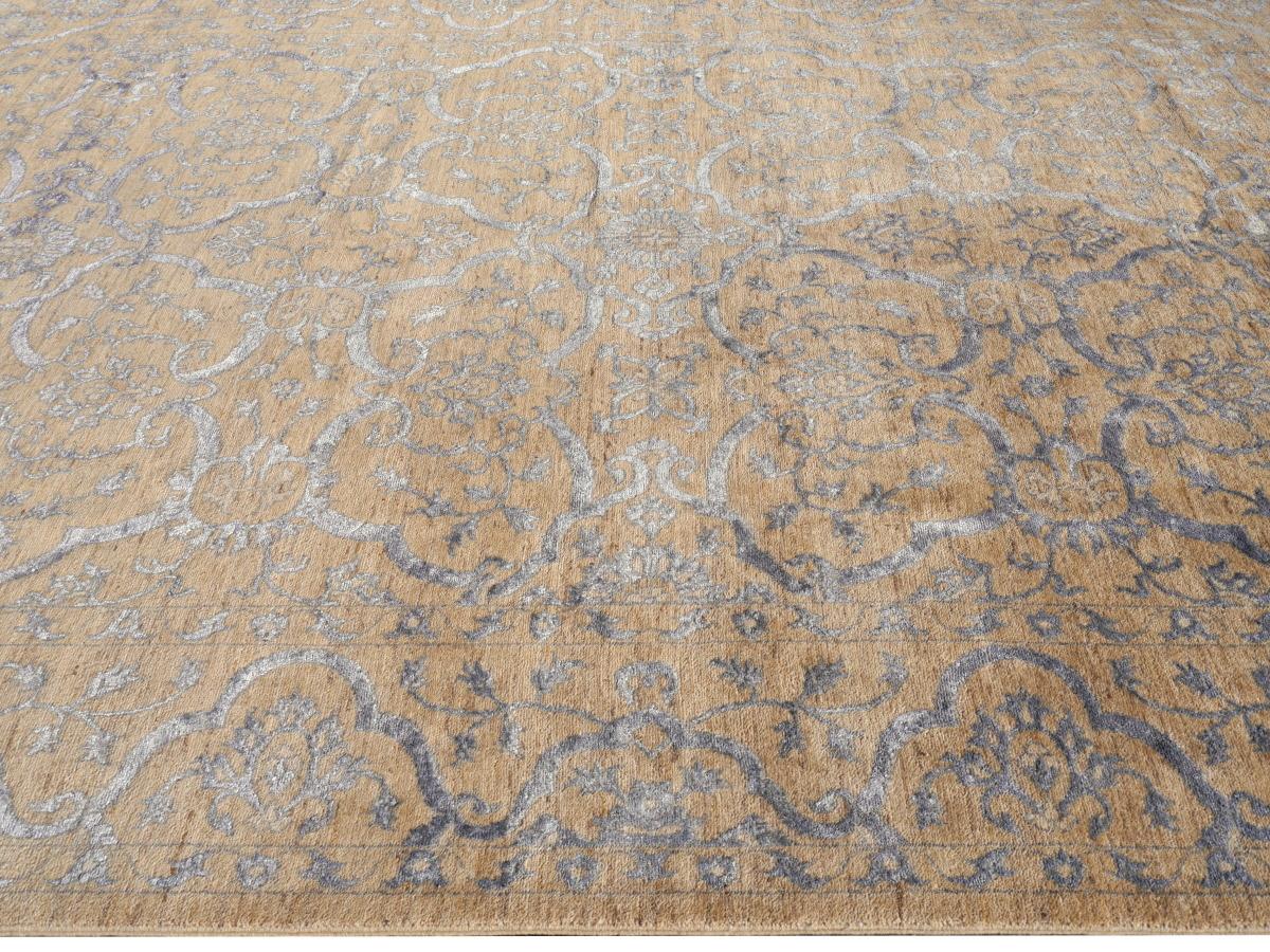Large Hand Knotted Rug in Style of Transitional Polonaise Carpet 5