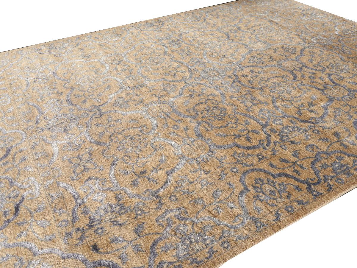 Large Hand Knotted Rug in Style of Transitional Polonaise Carpet 6