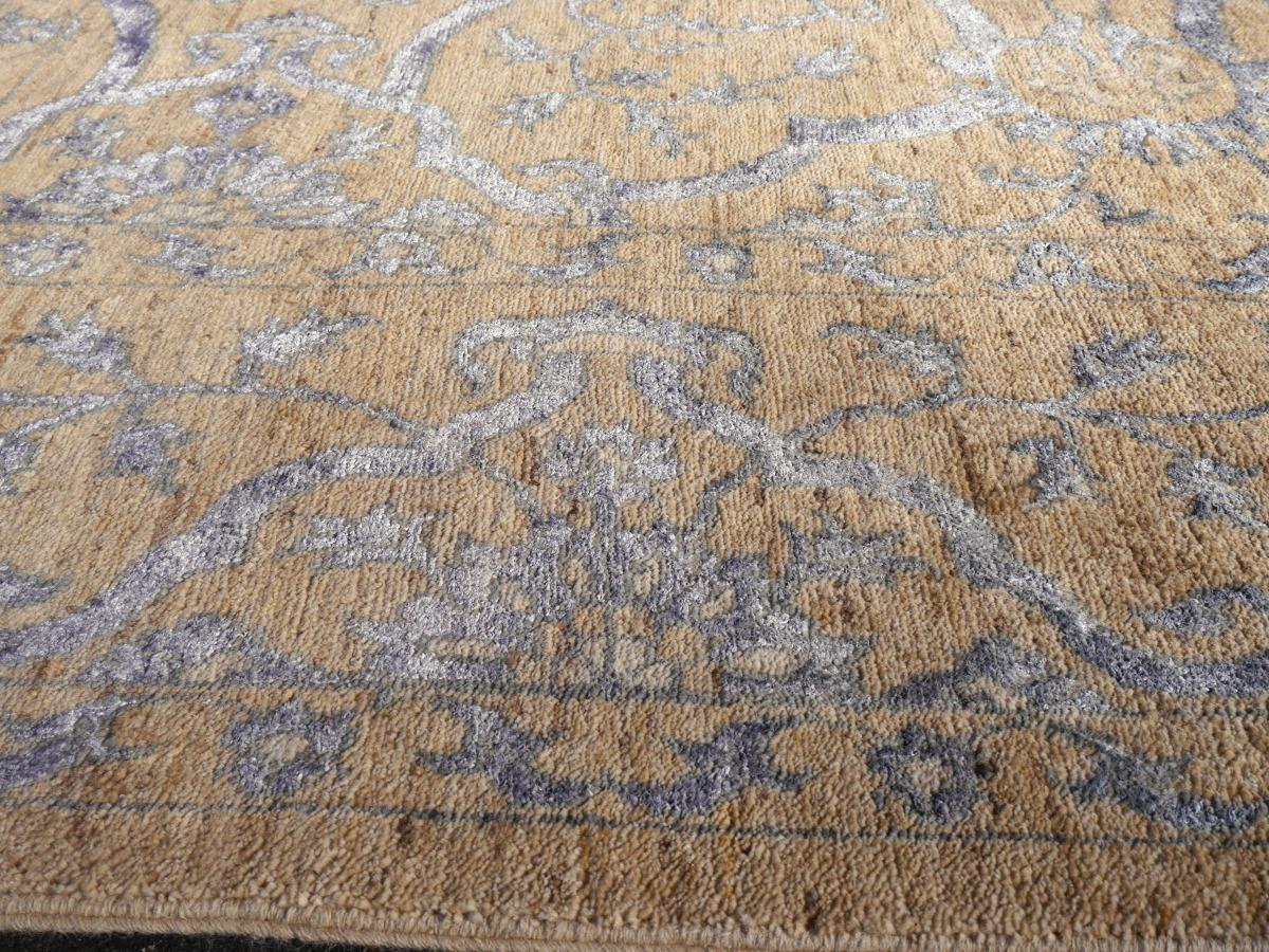Contemporary Large Hand Knotted Rug in Style of Transitional Polonaise Carpet