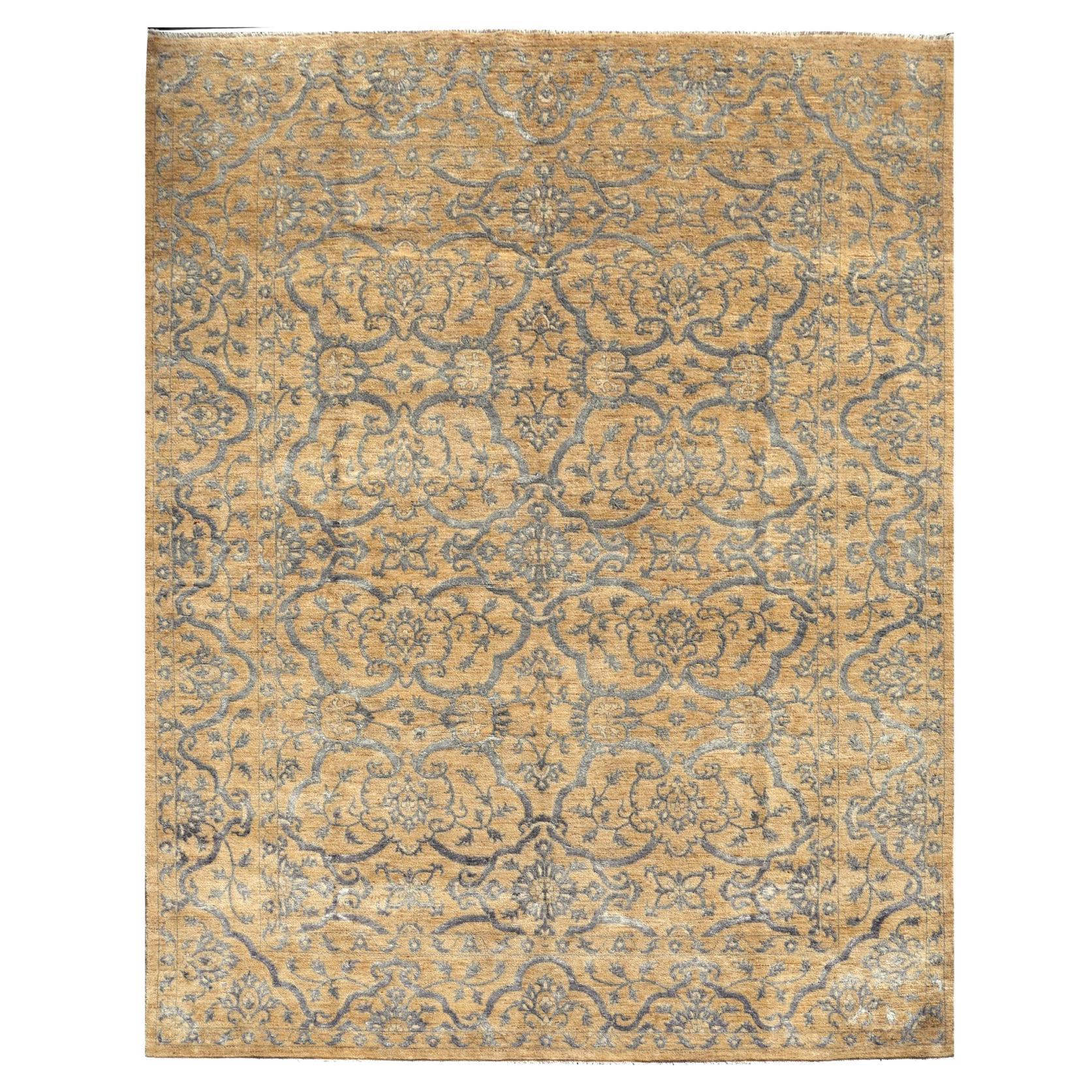 Large Hand Knotted Rug in Style of Transitional Polonaise Carpet
