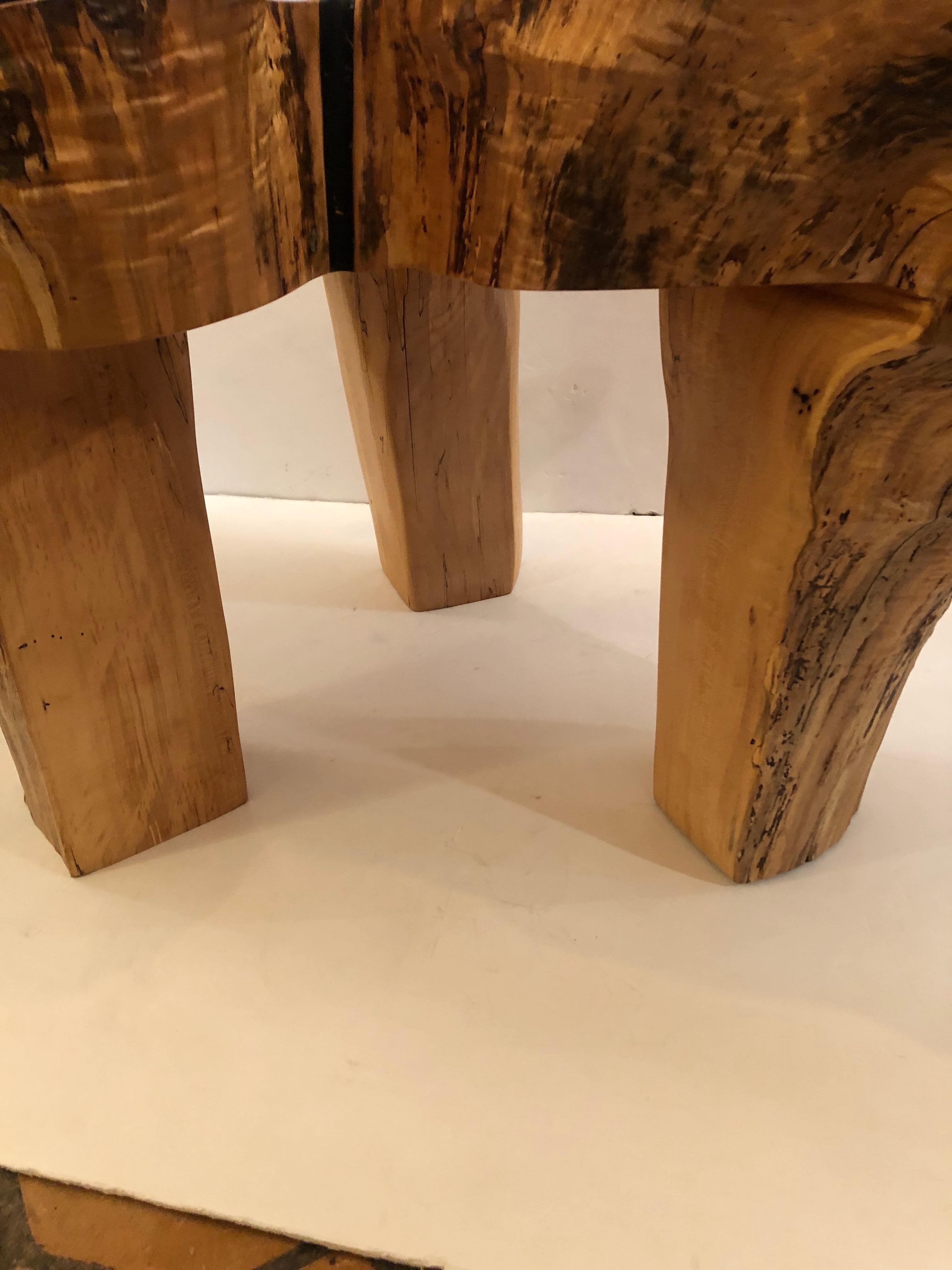 Large Hand Made Amoeba Shaped Organic Modern Maple Coffee Table For Sale 7