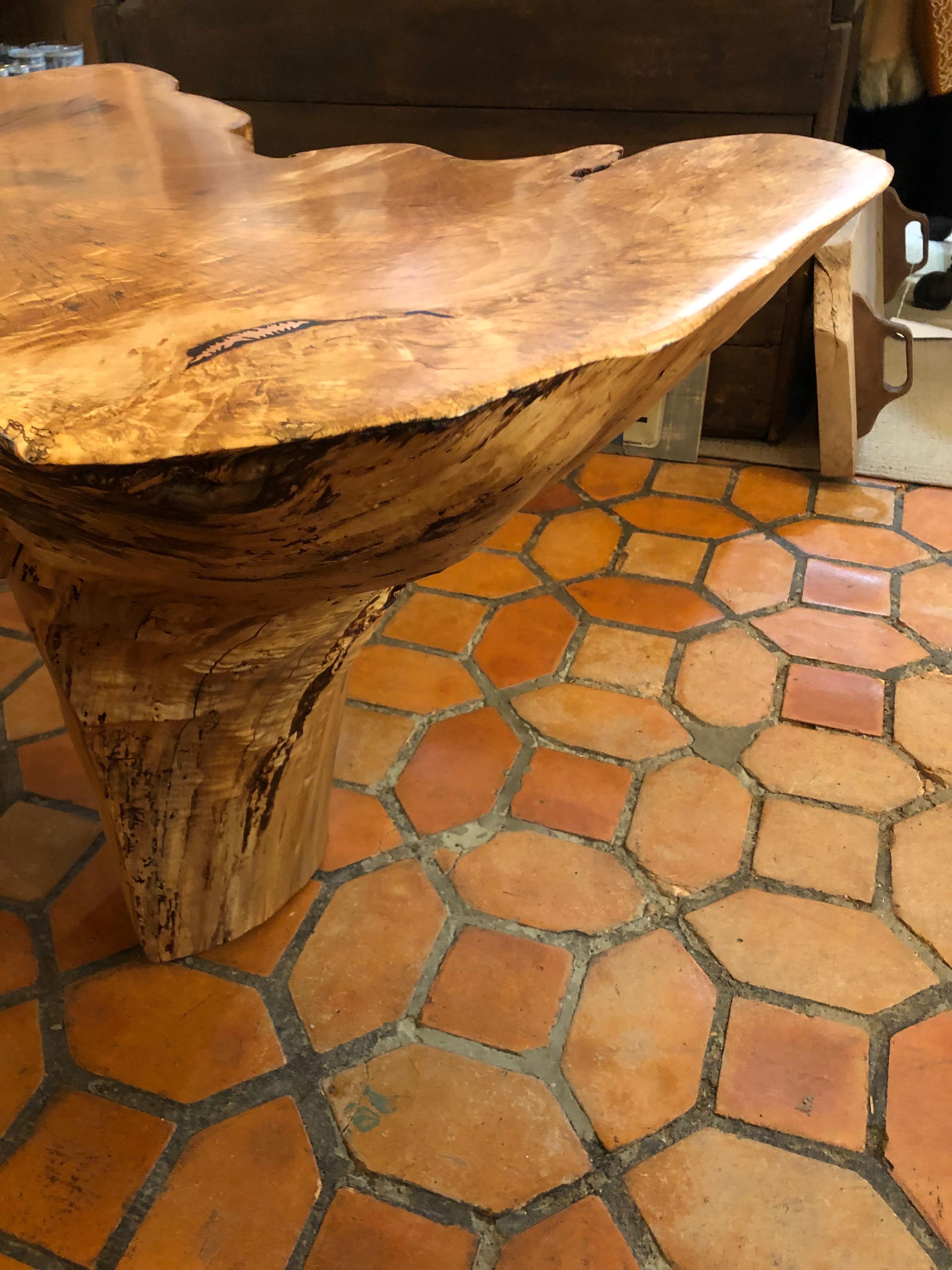 Large Hand Made Amoeba Shaped Organic Modern Maple Coffee Table For Sale 14