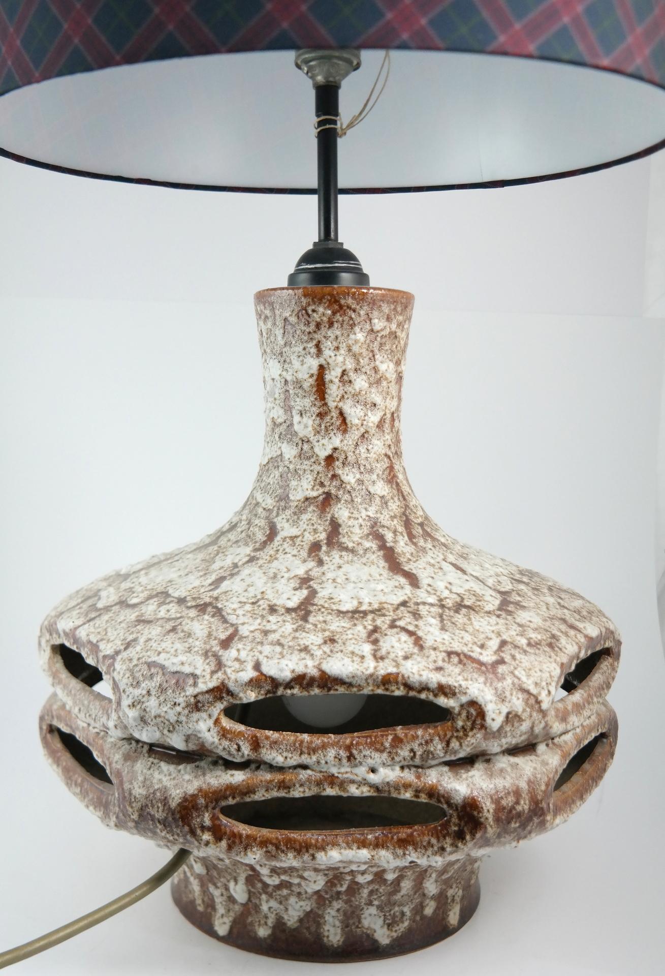 European Large Handmade Midcentury Ceramic Table Lamp, 1970s