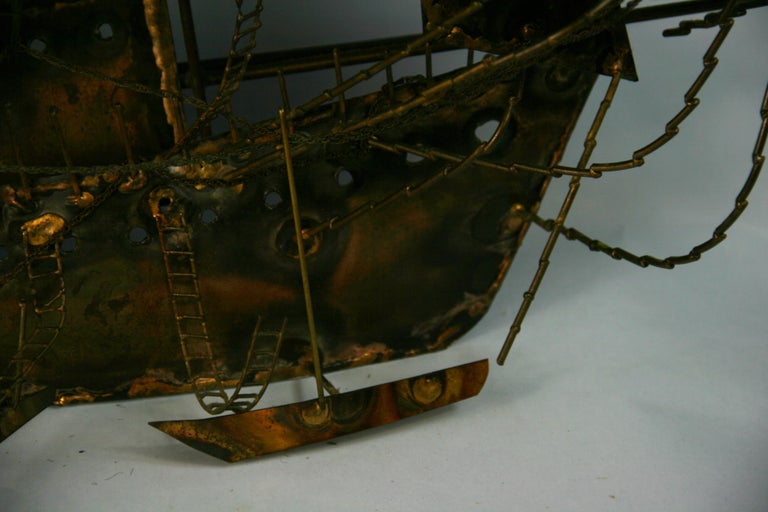 Large Hand Made Sailing Ship Wall Sculpture For Sale 7