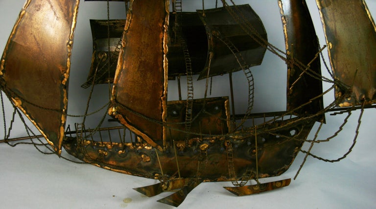 Large Hand Made Sailing Ship Wall Sculpture For Sale 9