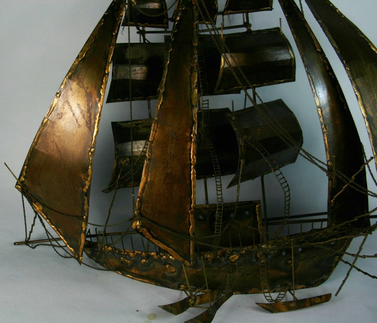 Large Hand Made Sailing Ship Wall Sculpture For Sale 3