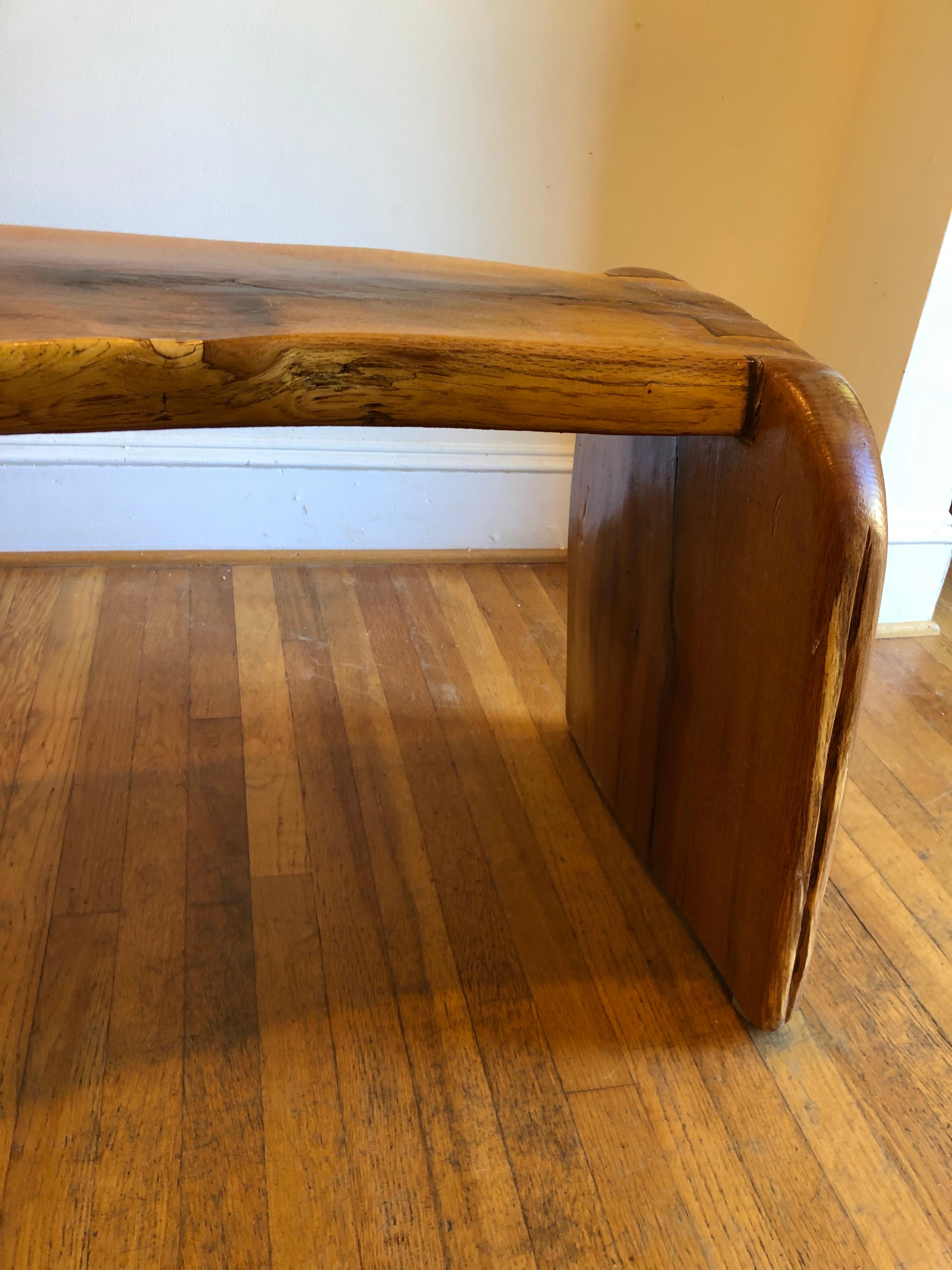 Large Hand-Made Solid Live Edge Bench For Sale 1