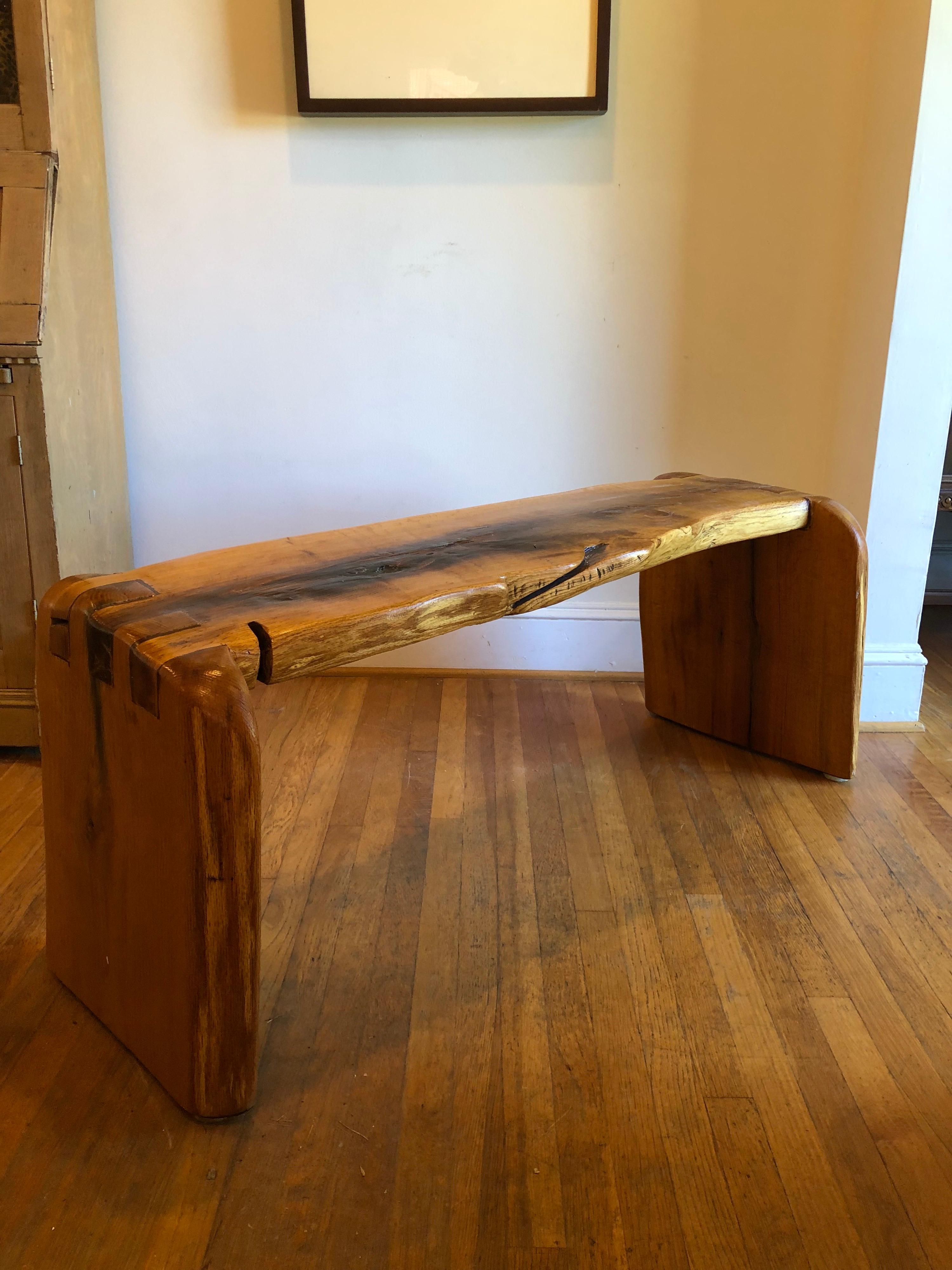 Large Hand-Made Solid Live Edge Bench For Sale 3