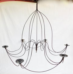 Large Handmade Vintage Italian Iron Chandelier