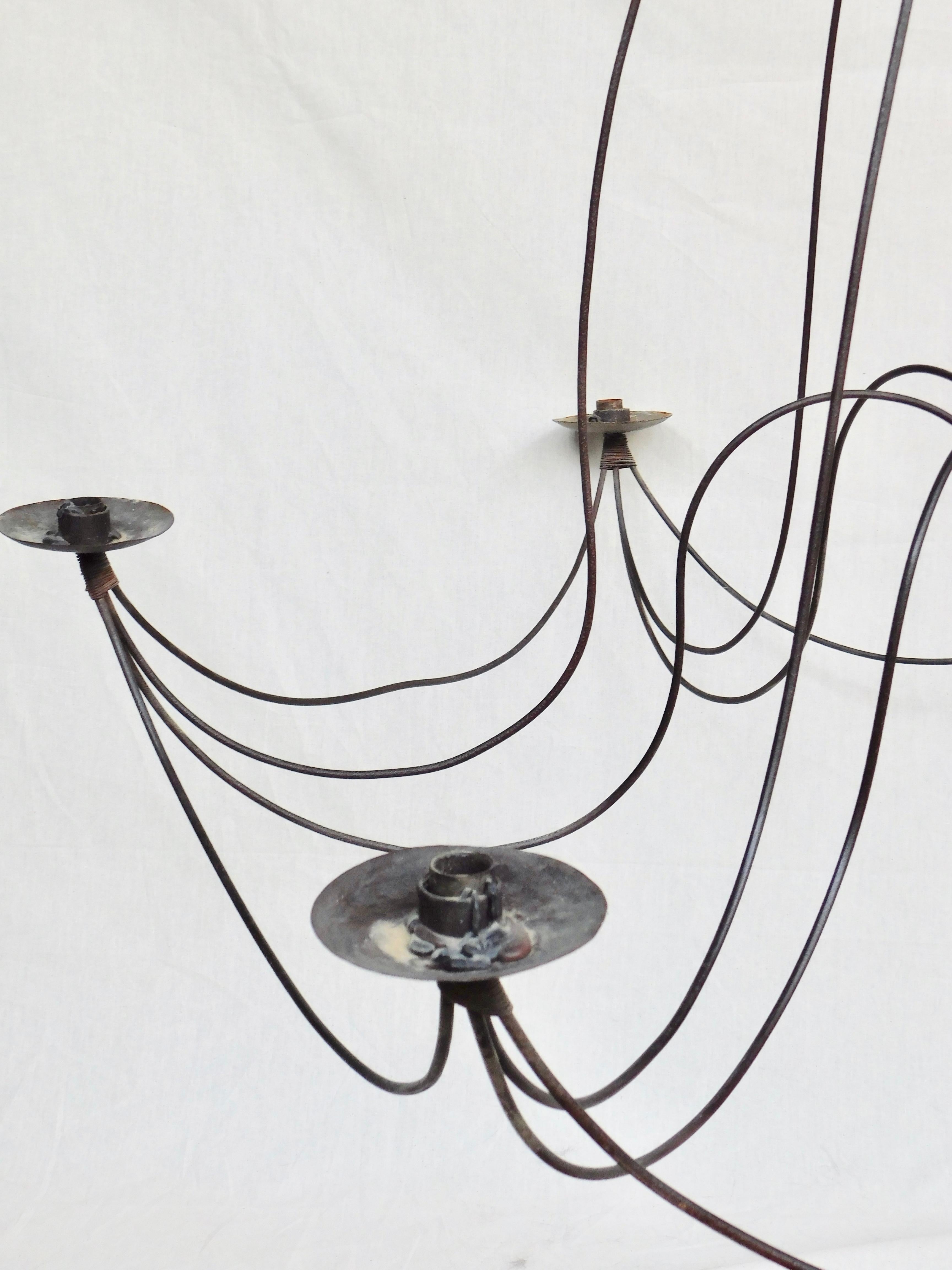 Large Handmade Vintage Italian Iron Chandelier In Good Condition For Sale In Antwerp, BE