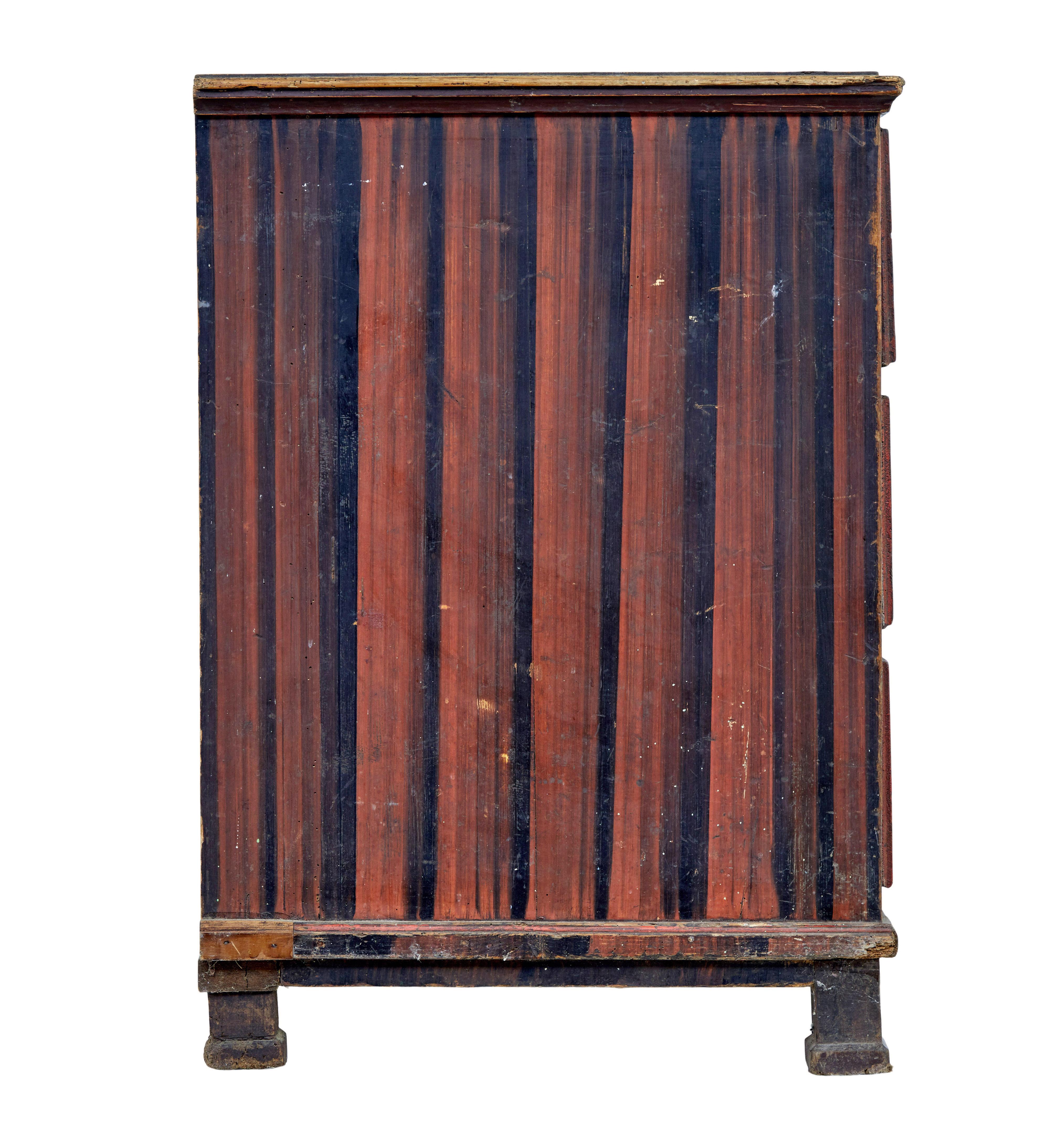Hand-Crafted Large hand painted 19th century chest of drawers For Sale
