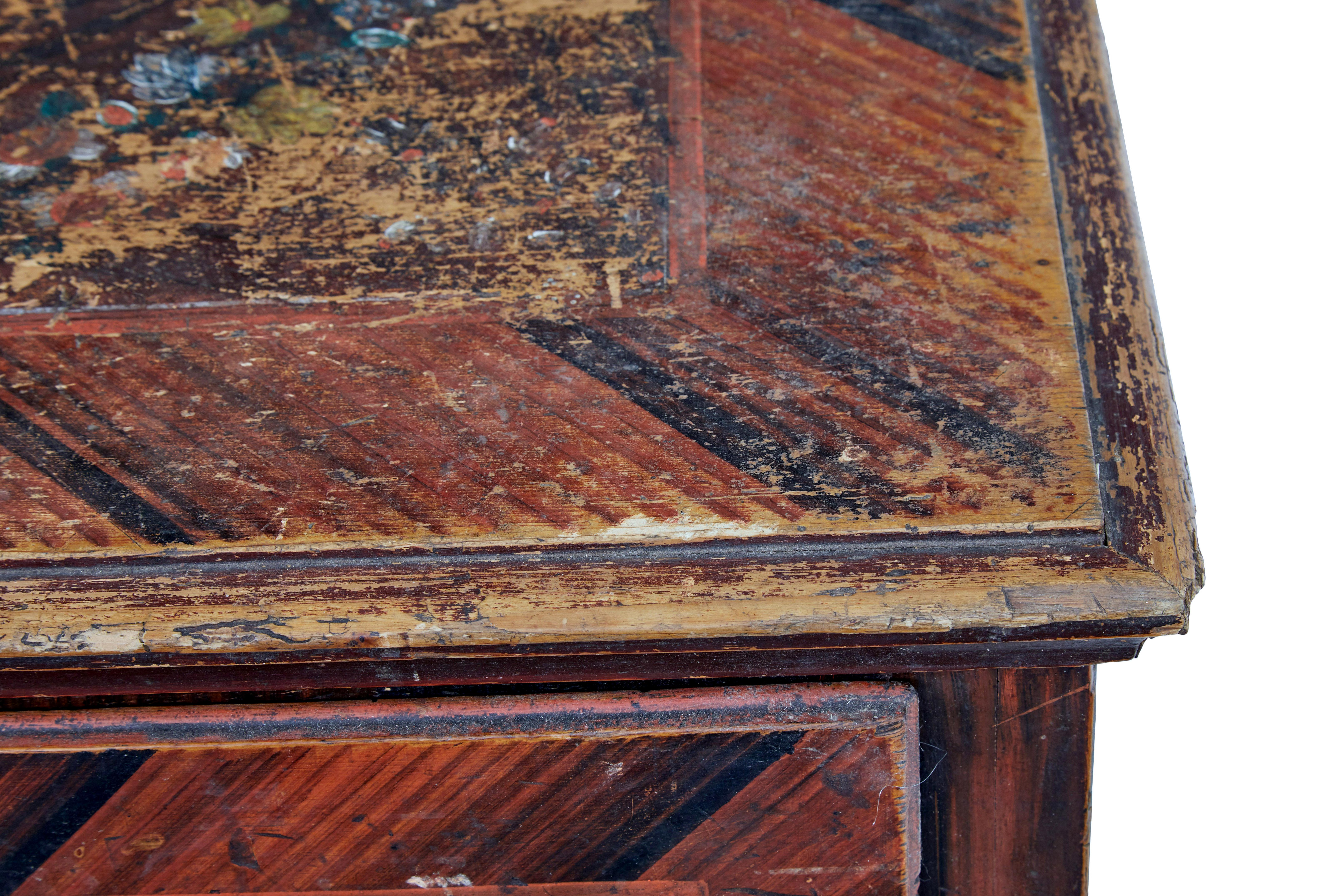 19th Century Large hand painted 19th century chest of drawers For Sale