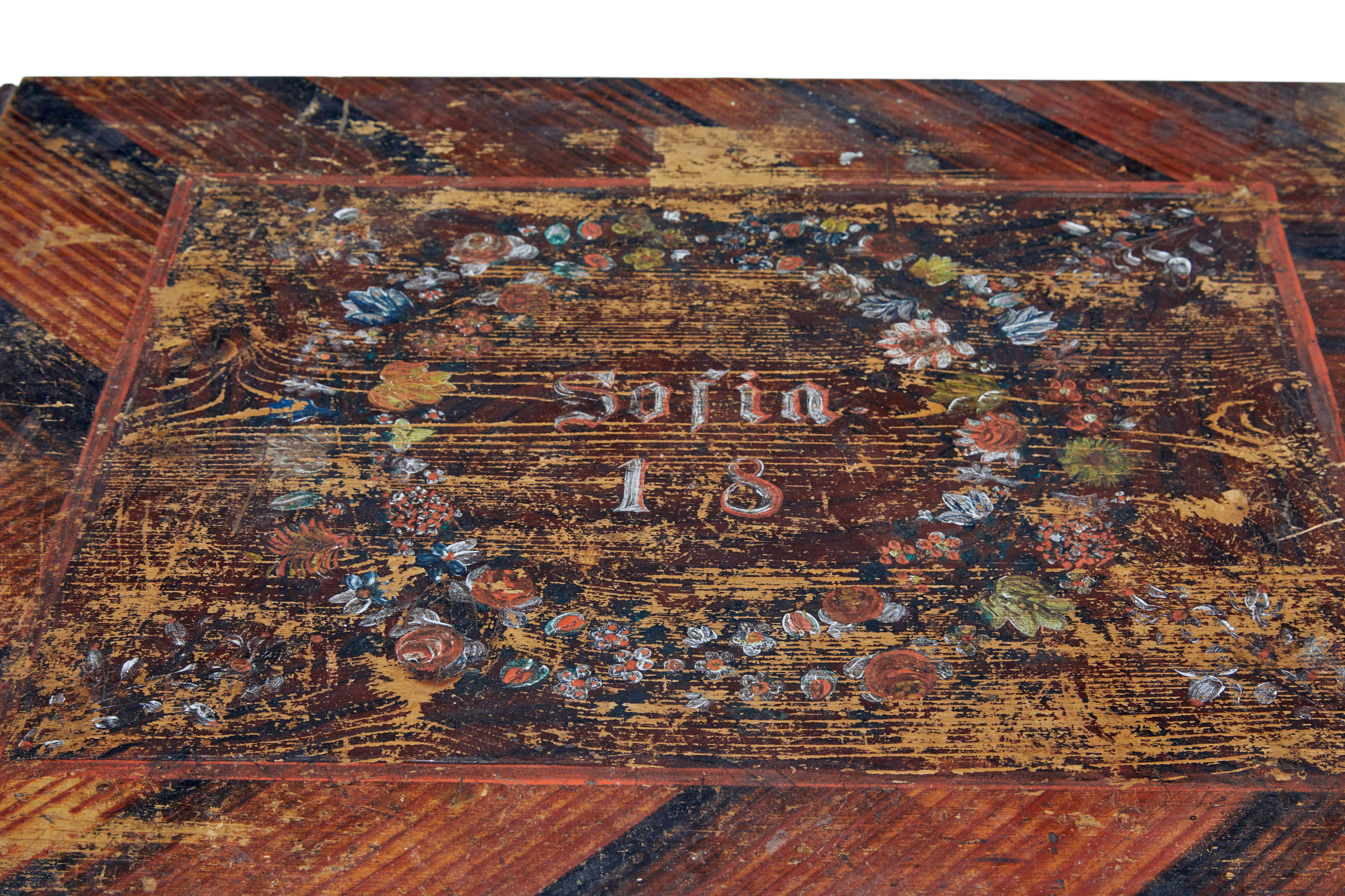 Large hand painted 19th century chest of drawers For Sale 1